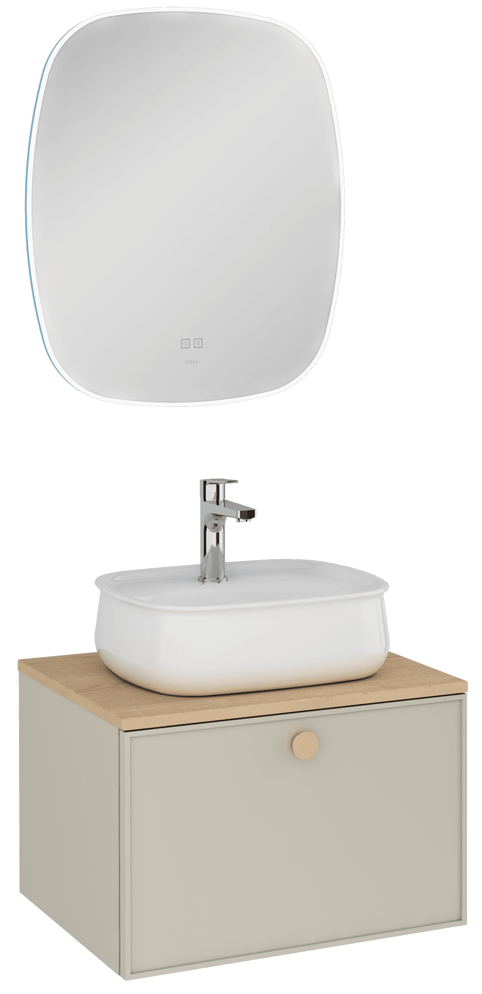 Isvea Mondo Single Drawer Washbasin Unit Pebble Gray 60 cm