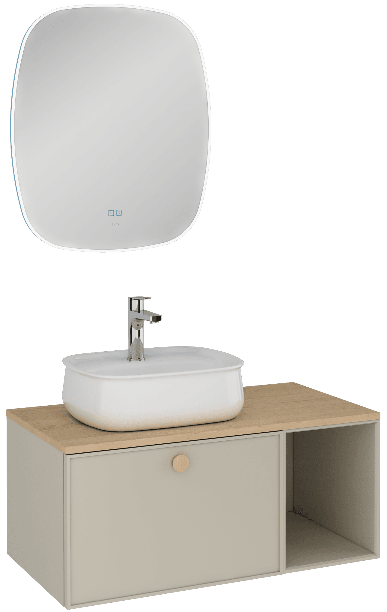 Mondo Single Drawer Washbasin Unit Pebble Gray 90 cm 21MDS713090I by Isvea