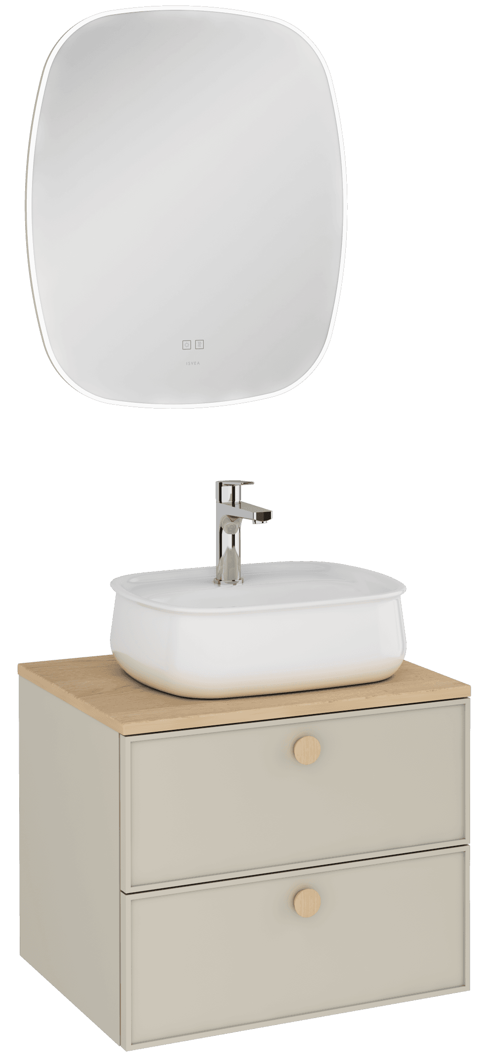 Isvea Mondo Double Drawer Washbasin Unit Pebble Gray 60 cm