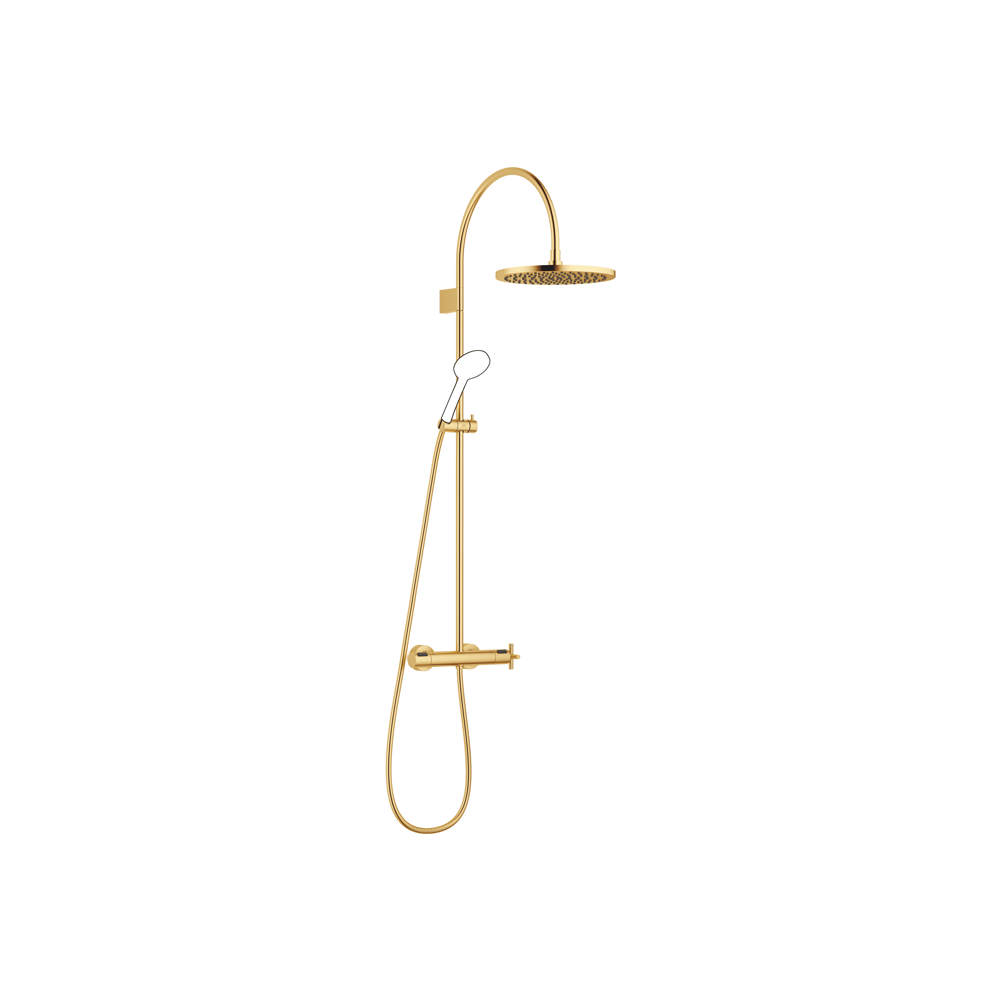TARA Shower pipe with shower thermostat without hand shower 300 mm in Brushed Durabrass (23kt Gold)