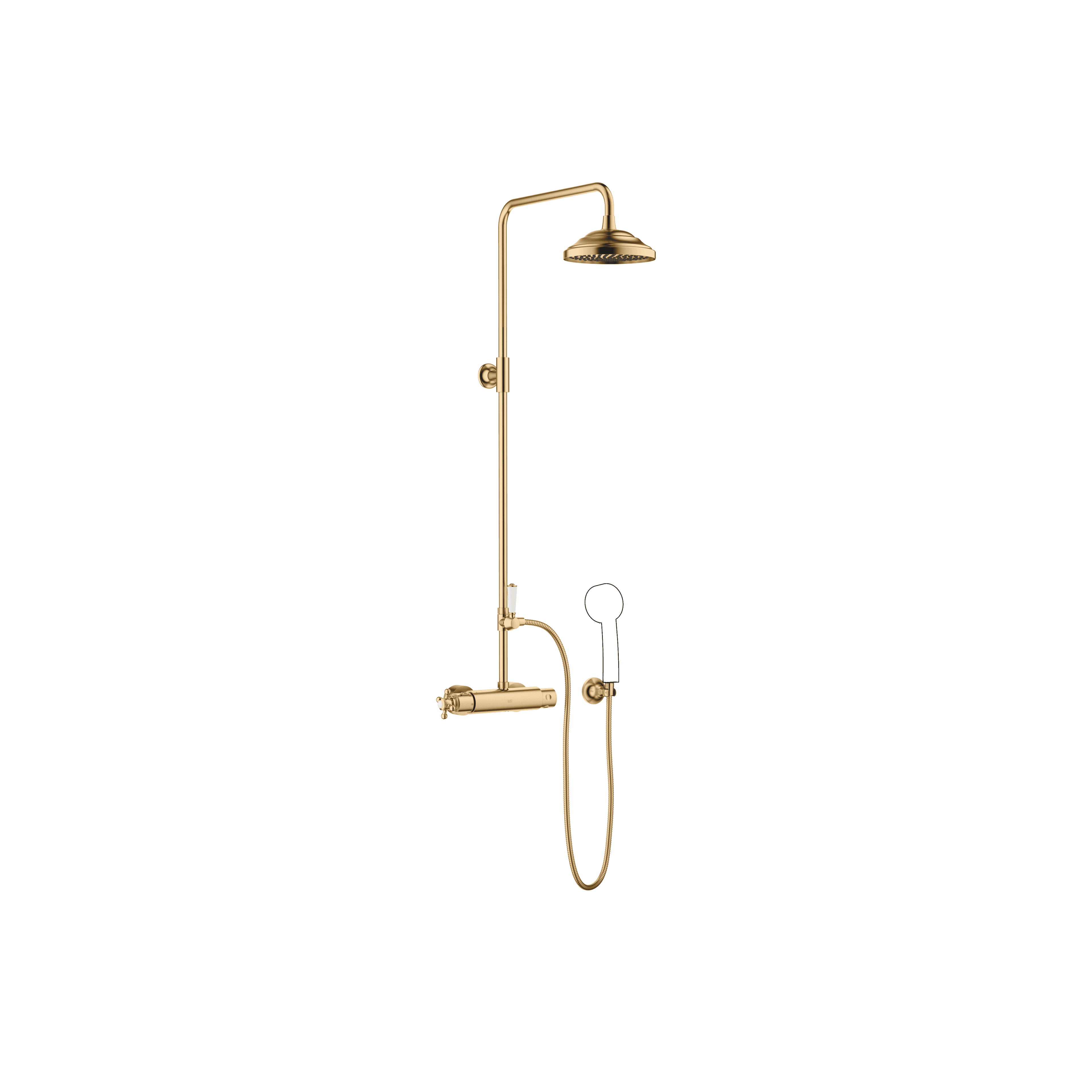 MADISON Showerpipe with shower thermostat without hand shower 200 mm in Brushed Durabrass (23kt Gold)