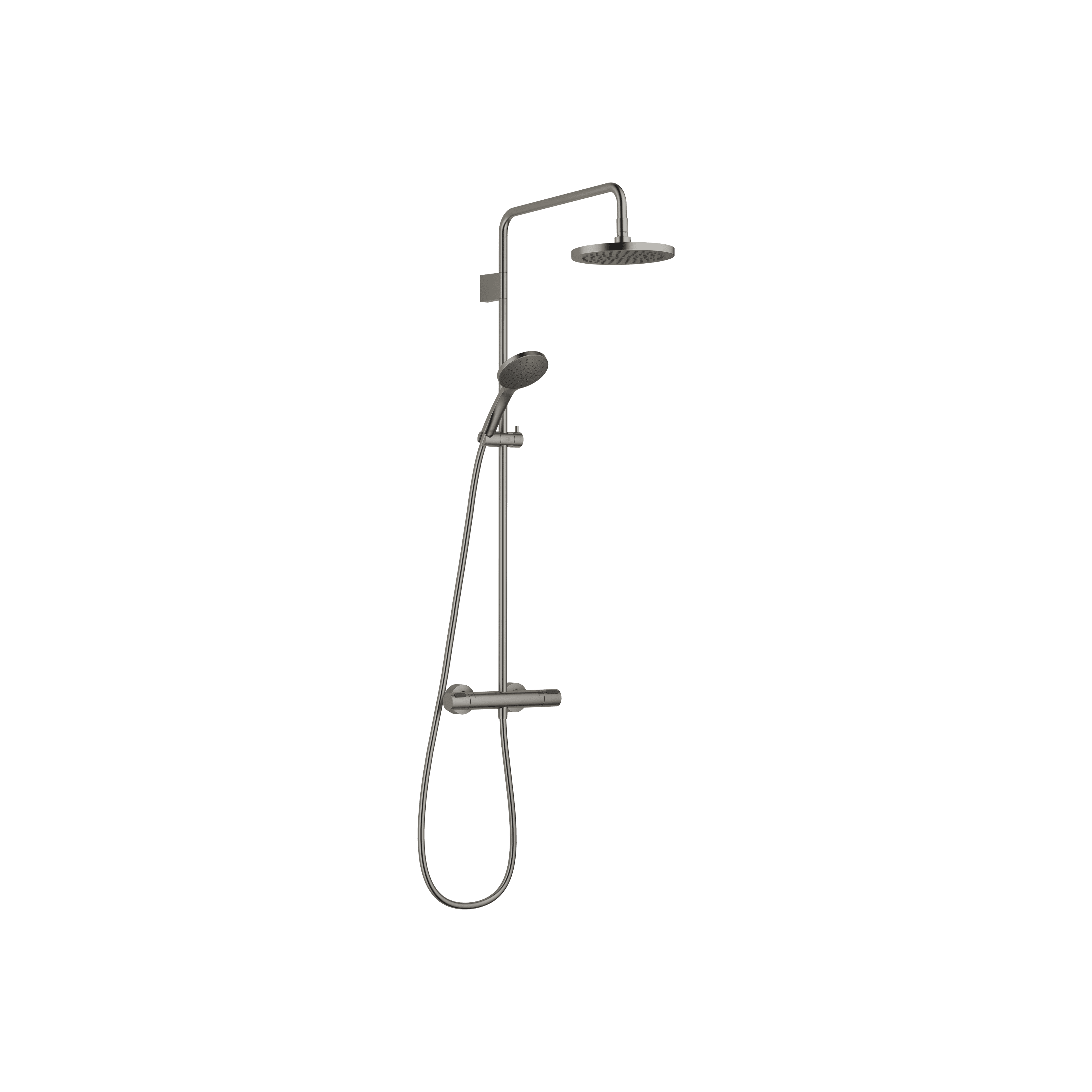 Shower pipe with shower thermostat with hand shower set 220 mm in Brushed Dark Platinum
