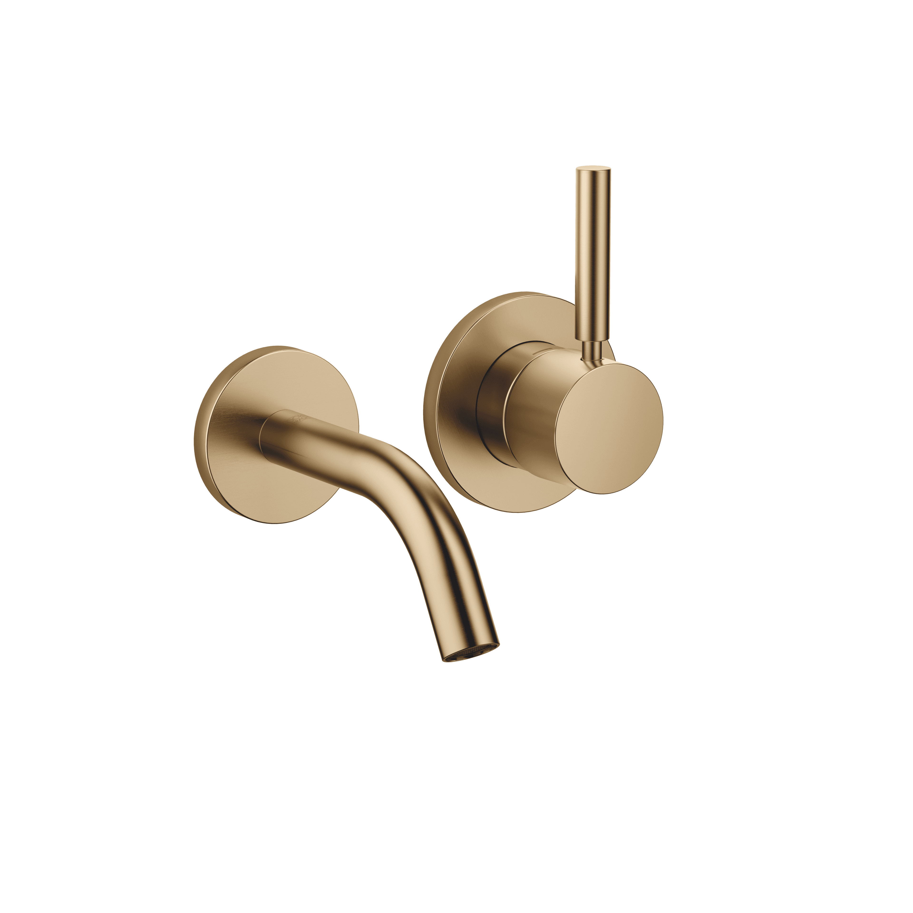 META Wall-mounted single-lever basin mixer without pop-up waste in Brushed Dark Brass (PVD)