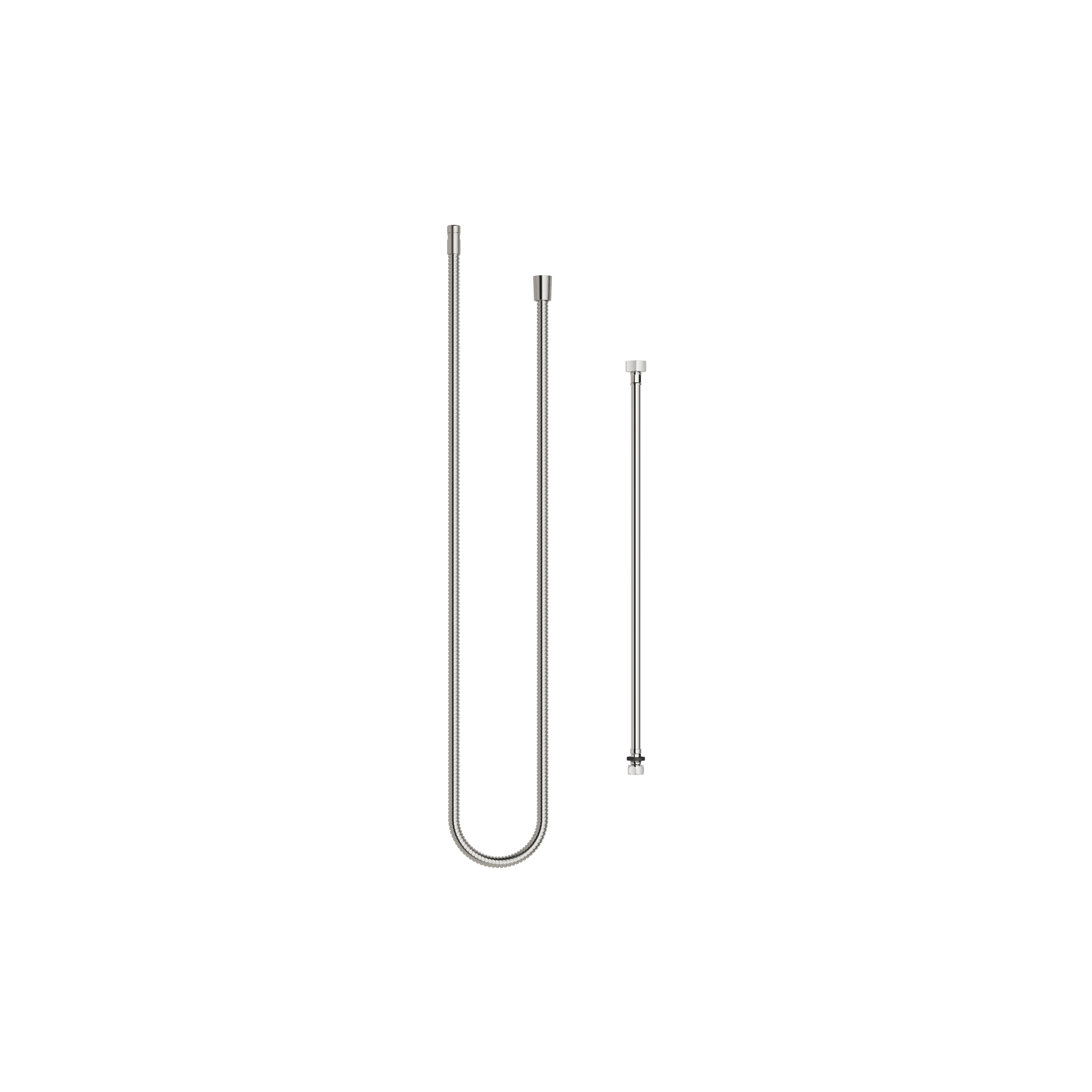 Metal shower hose in two parts 1/2" x 3/8" x 2250 mm in Brushed Platinum