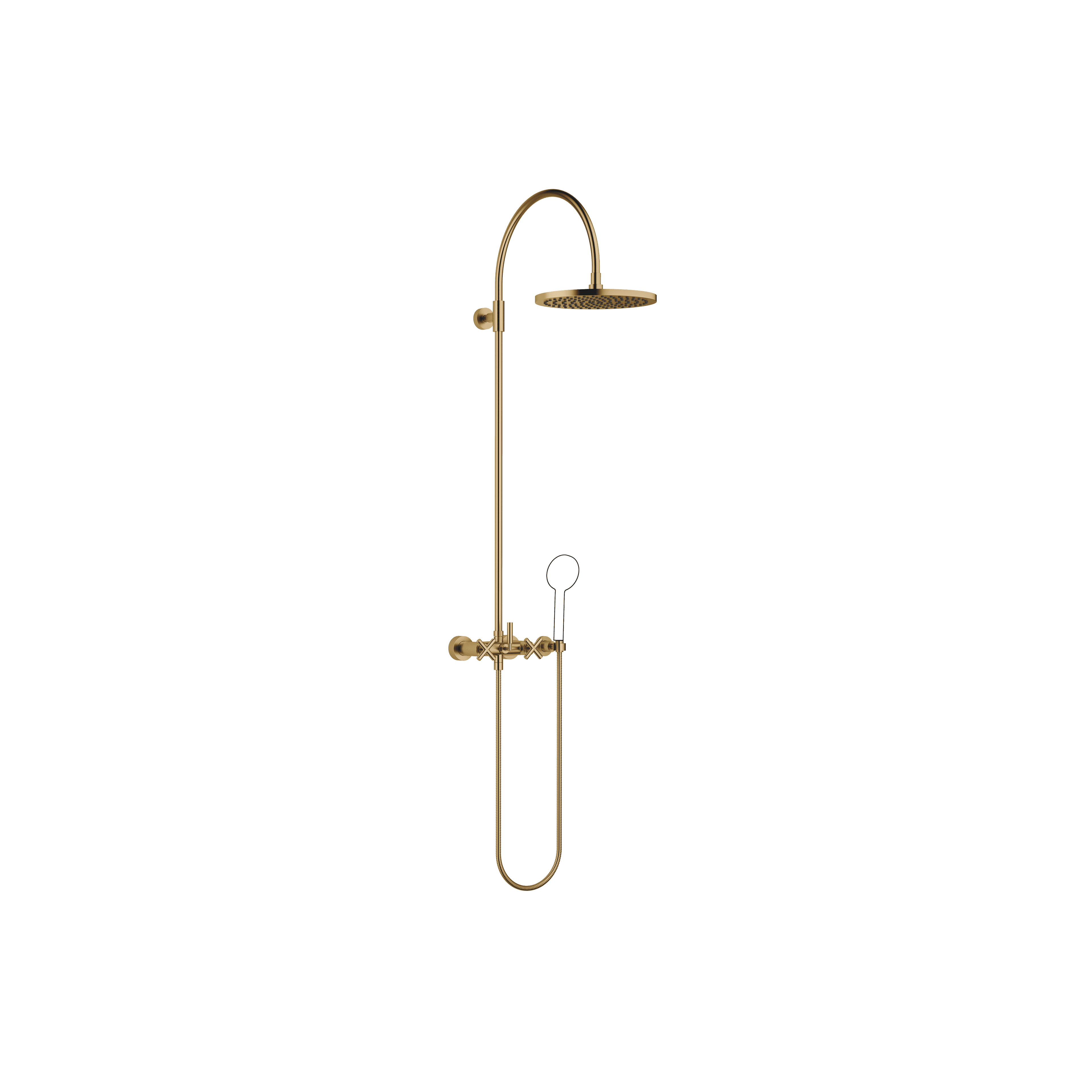 TARA Showerpipe with shower mixer without hand shower 300 mm in Brushed Dark Brass (PVD)