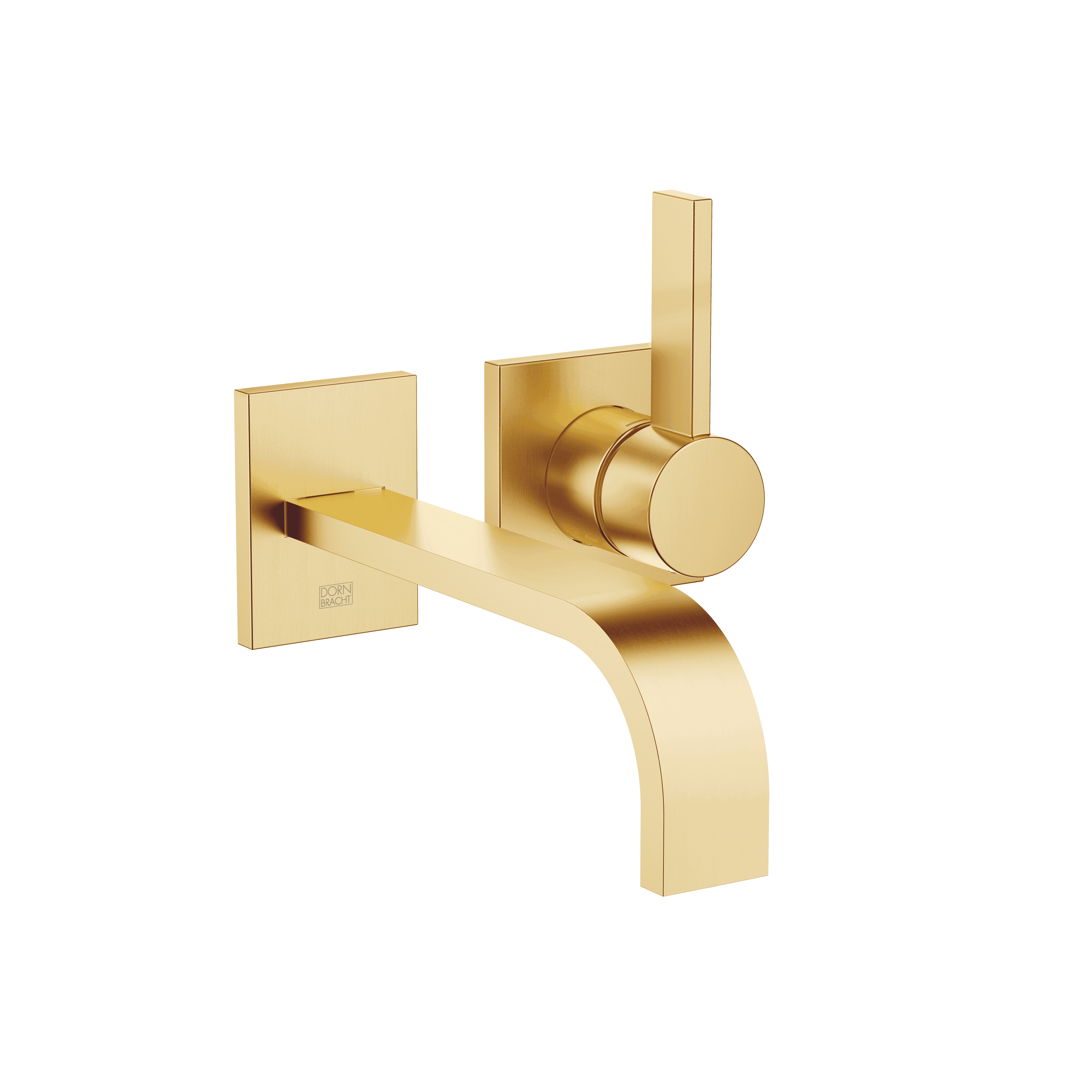 MEM Wall-mounted single-lever basin mixer without pop-up waste in Brushed Durabrass (23kt Gold)