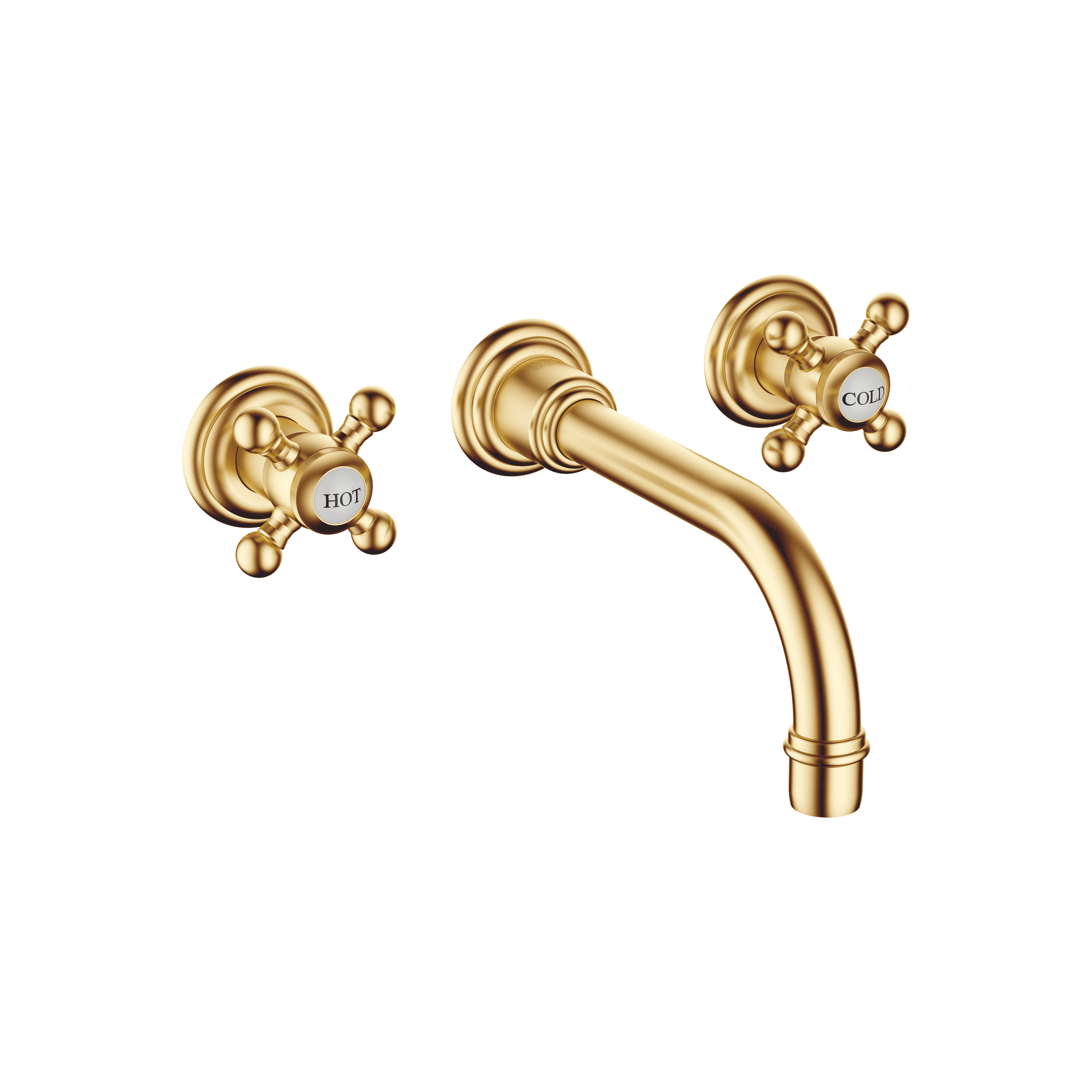 MADISON Wall-mounted basin mixer without pop-up waste in Brushed Durabrass (23kt Gold)