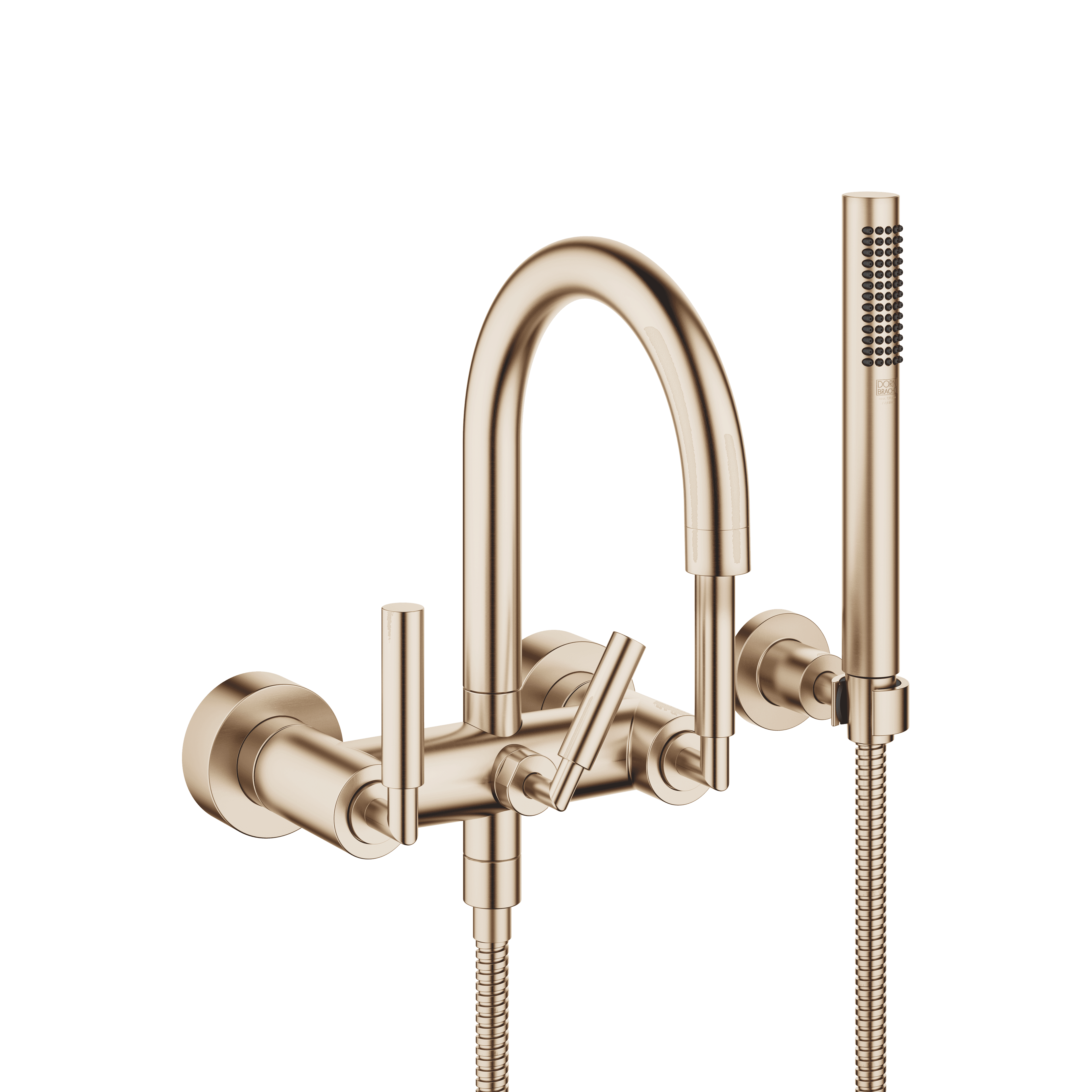 TARA Bath mixer for wall mounting with hand shower set in Brushed Champagne (22kt Gold)