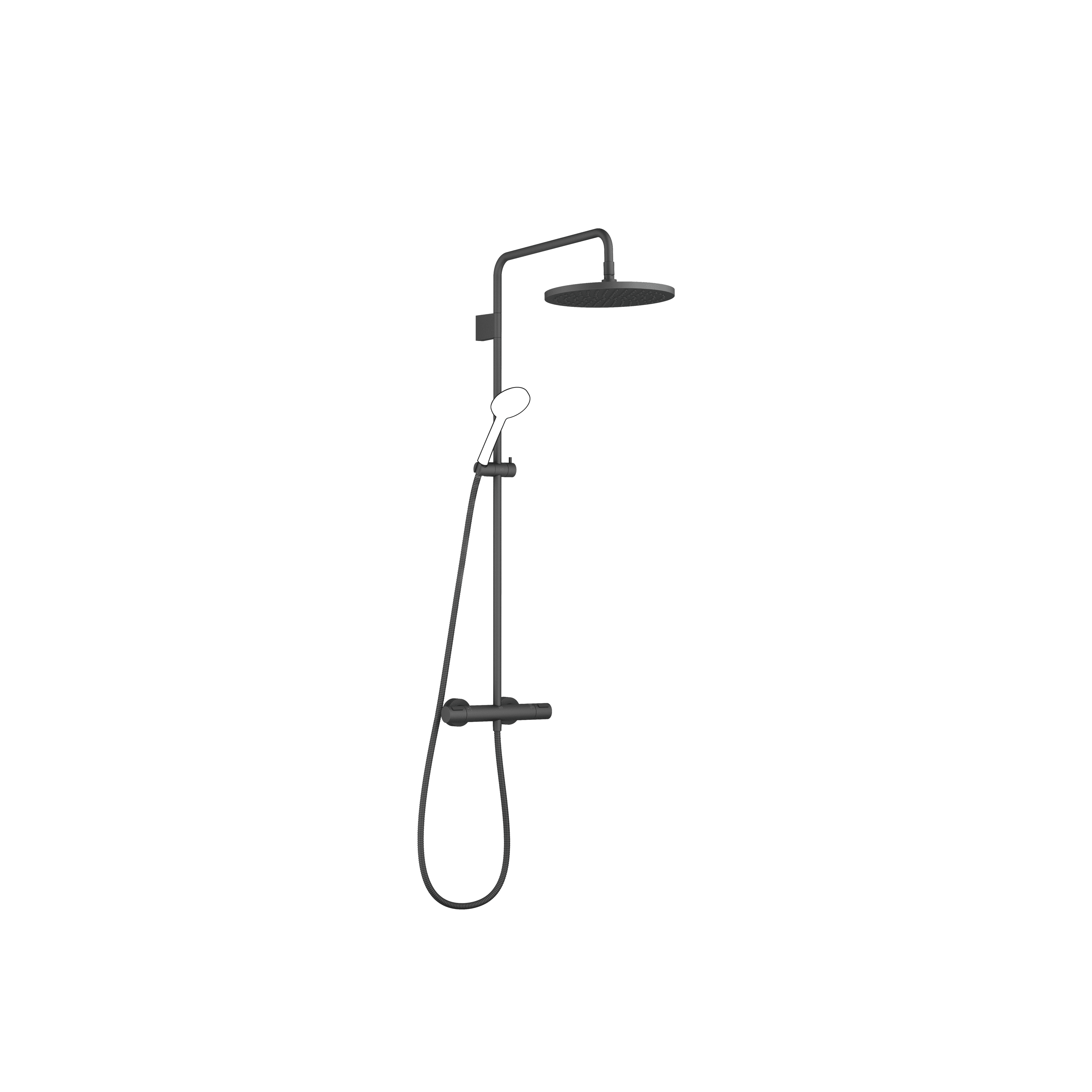 Shower pipe with shower thermostat without hand shower 300 mm in Matte Black