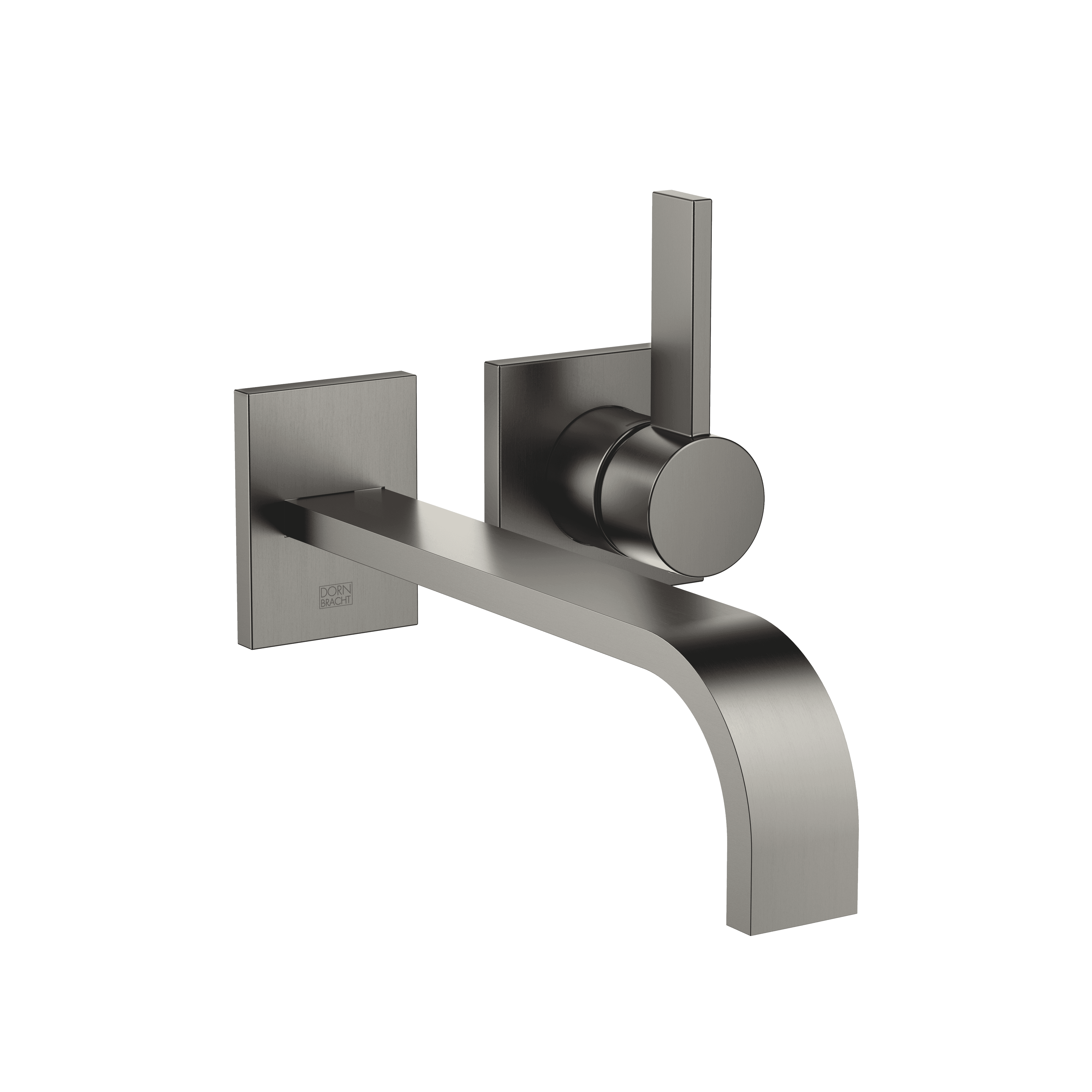 MEM Wall-mounted single-lever basin mixer without pop-up waste in Brushed Dark Platinum