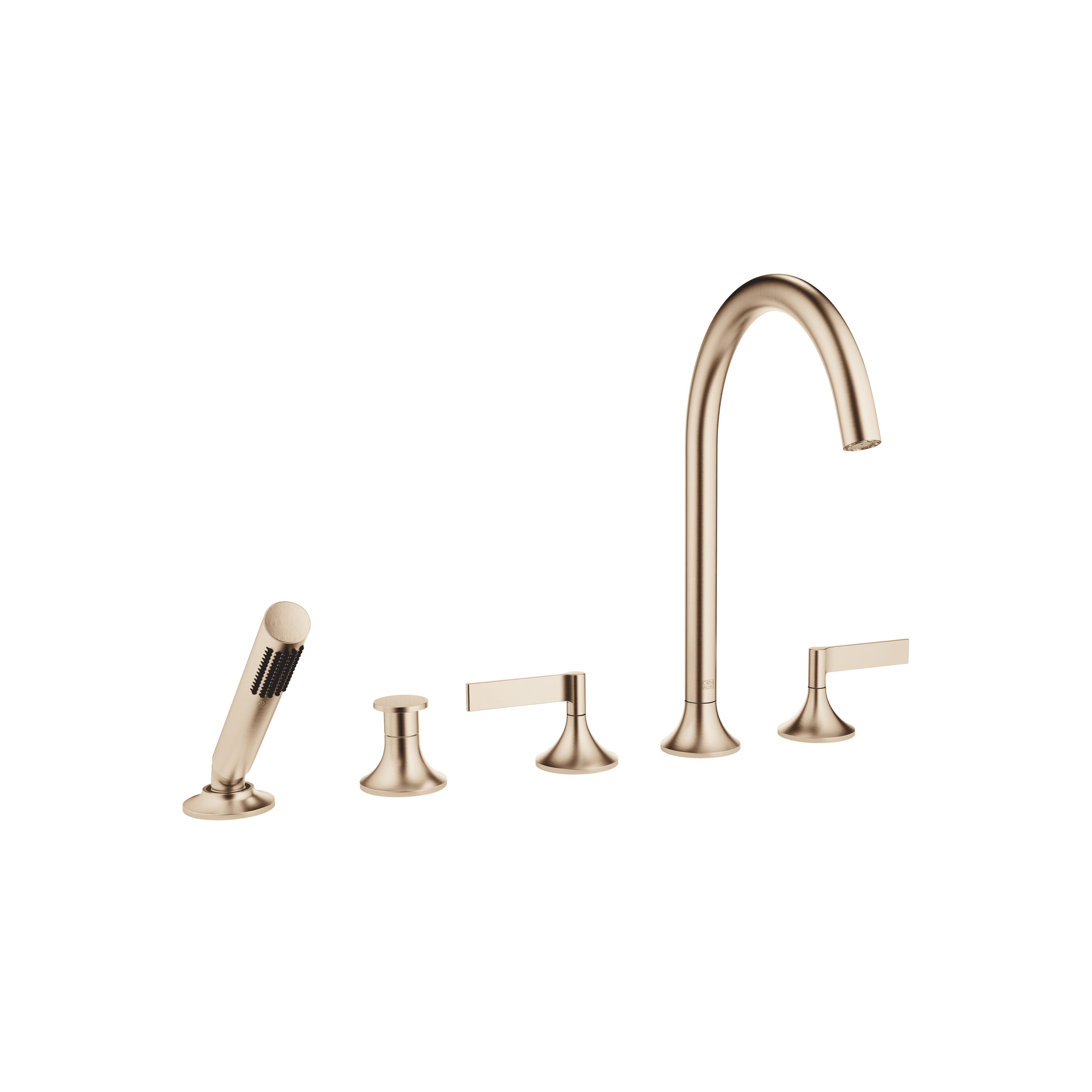 VAIA Five-hole bath mixer for deck mounting with diverter in Brushed Champagne (22kt Gold)