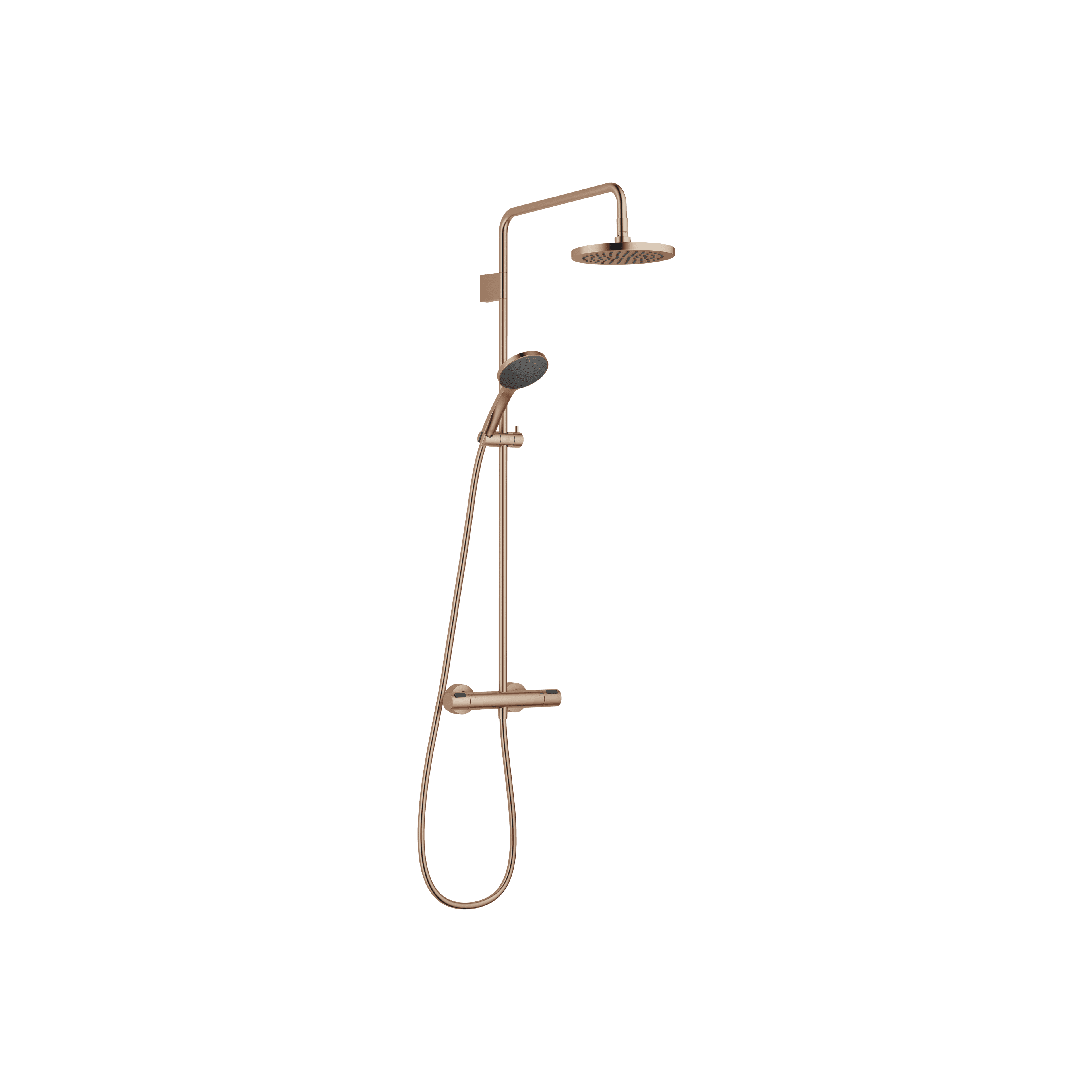 Shower pipe with shower thermostat with hand shower set 220 mm in Brushed Bronze (PVD)