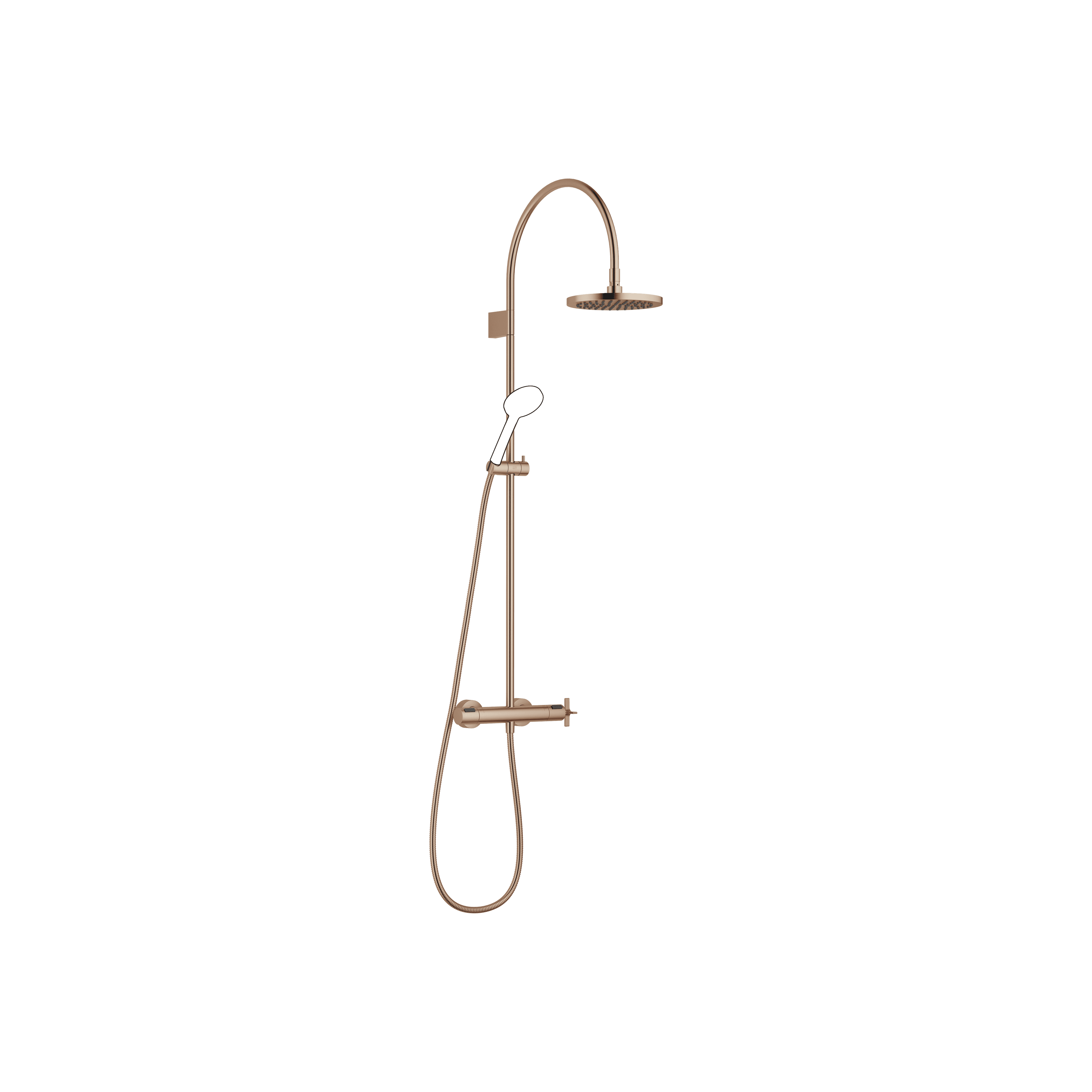 VAIA Shower pipe with shower thermostat without hand shower FlowReduce 220 mm in Brushed Bronze (PVD)