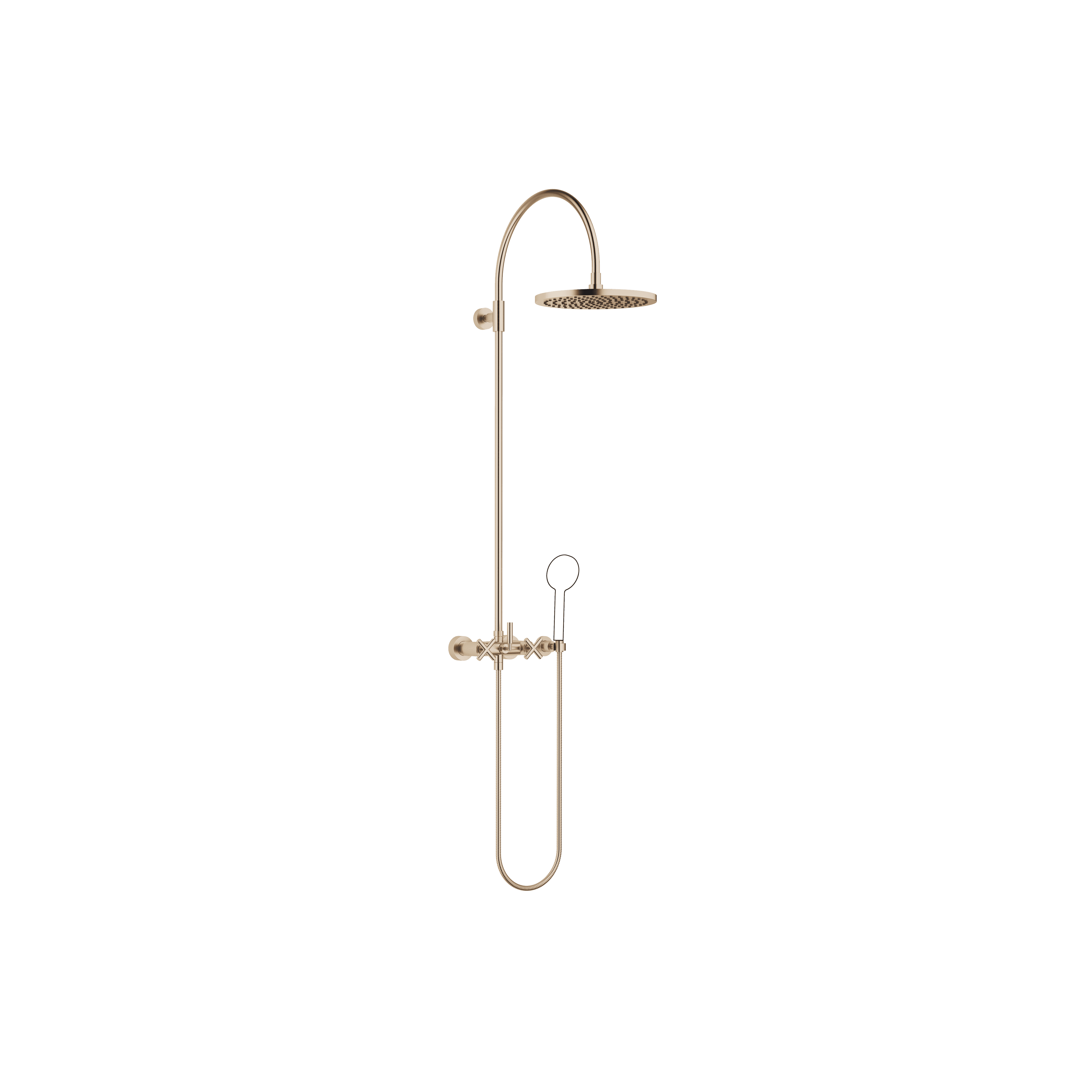 TARA Showerpipe with shower mixer without hand shower 300 mm in Brushed Champagne (22kt Gold)