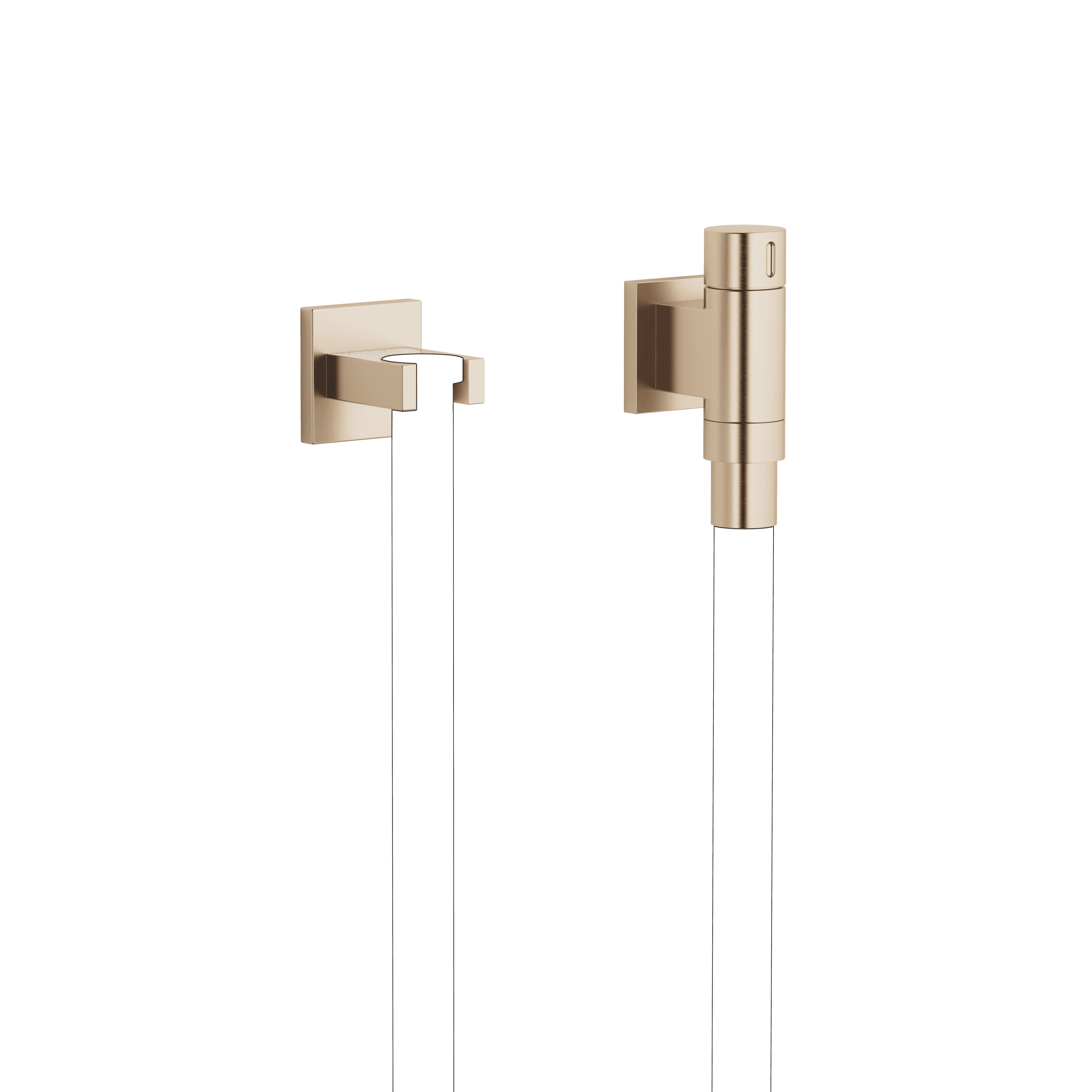 WATER TUBE Kneipp wall elbow with hose holder with individual rosettes in Brushed Champagne (22kt Gold)