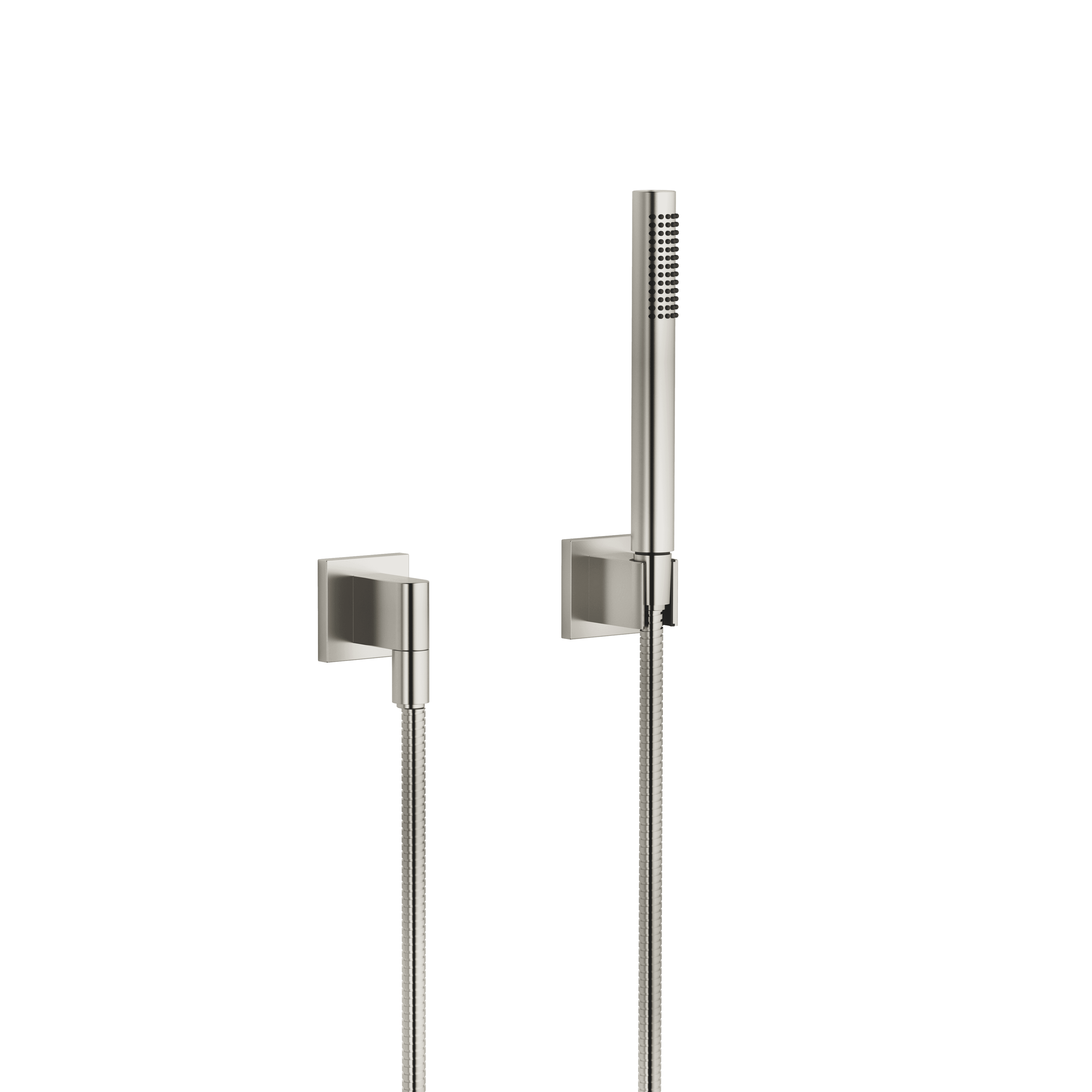 Hand shower set with individual rosettes in Brushed Platinum