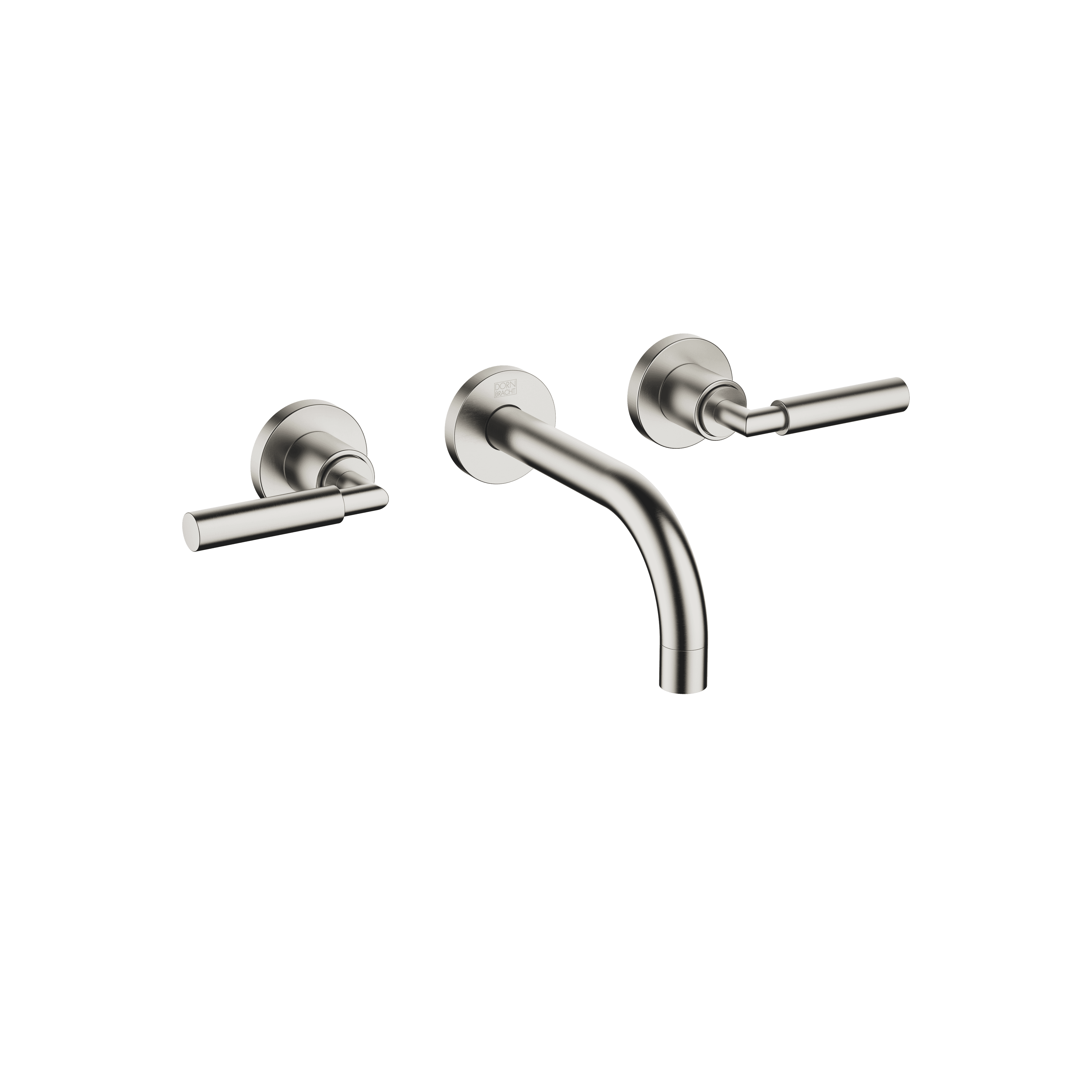 TARA Wall-mounted basin mixer without pop-up waste in Brushed Platinum