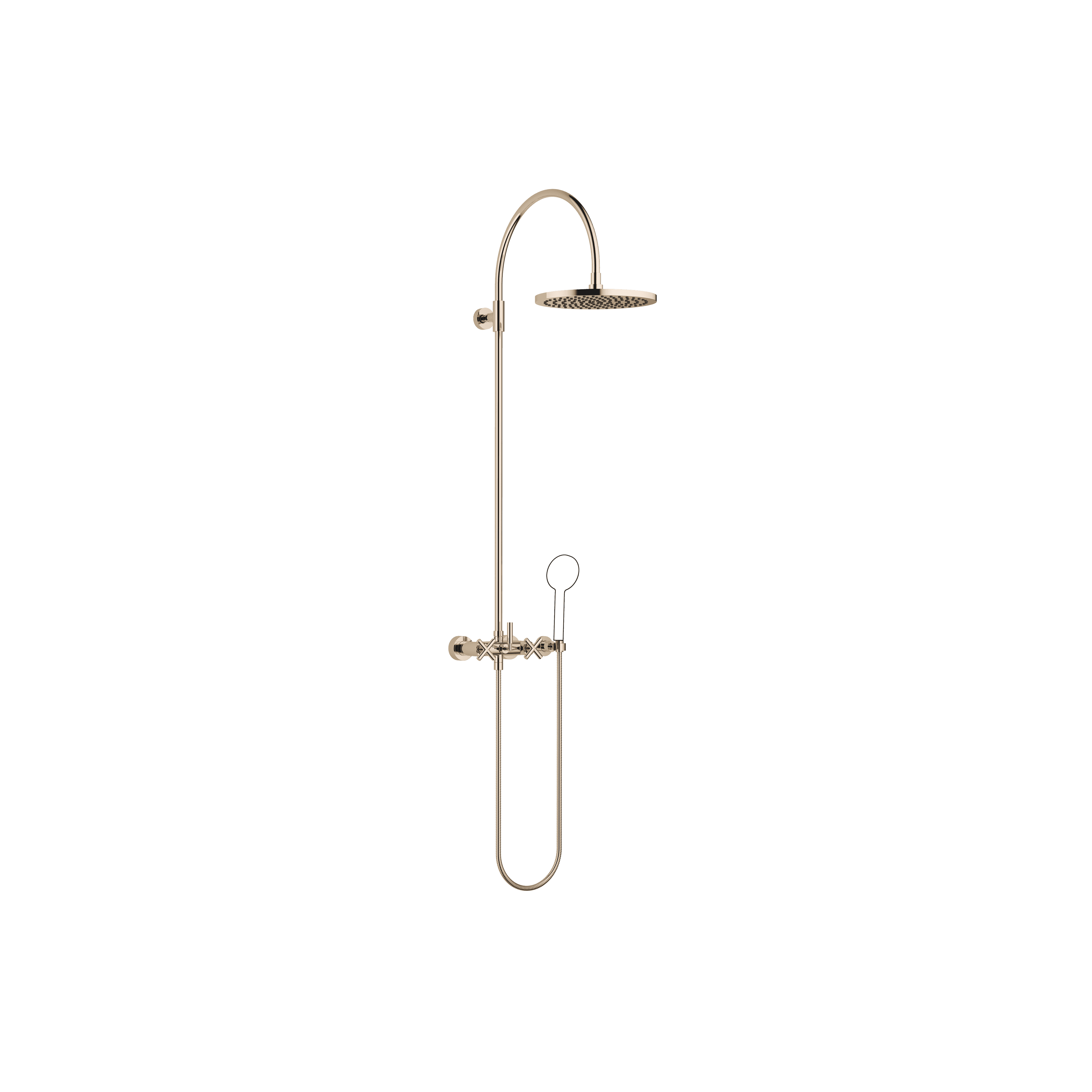 TARA Showerpipe with shower mixer without hand shower 300 mm in Champagne (22kt Gold)