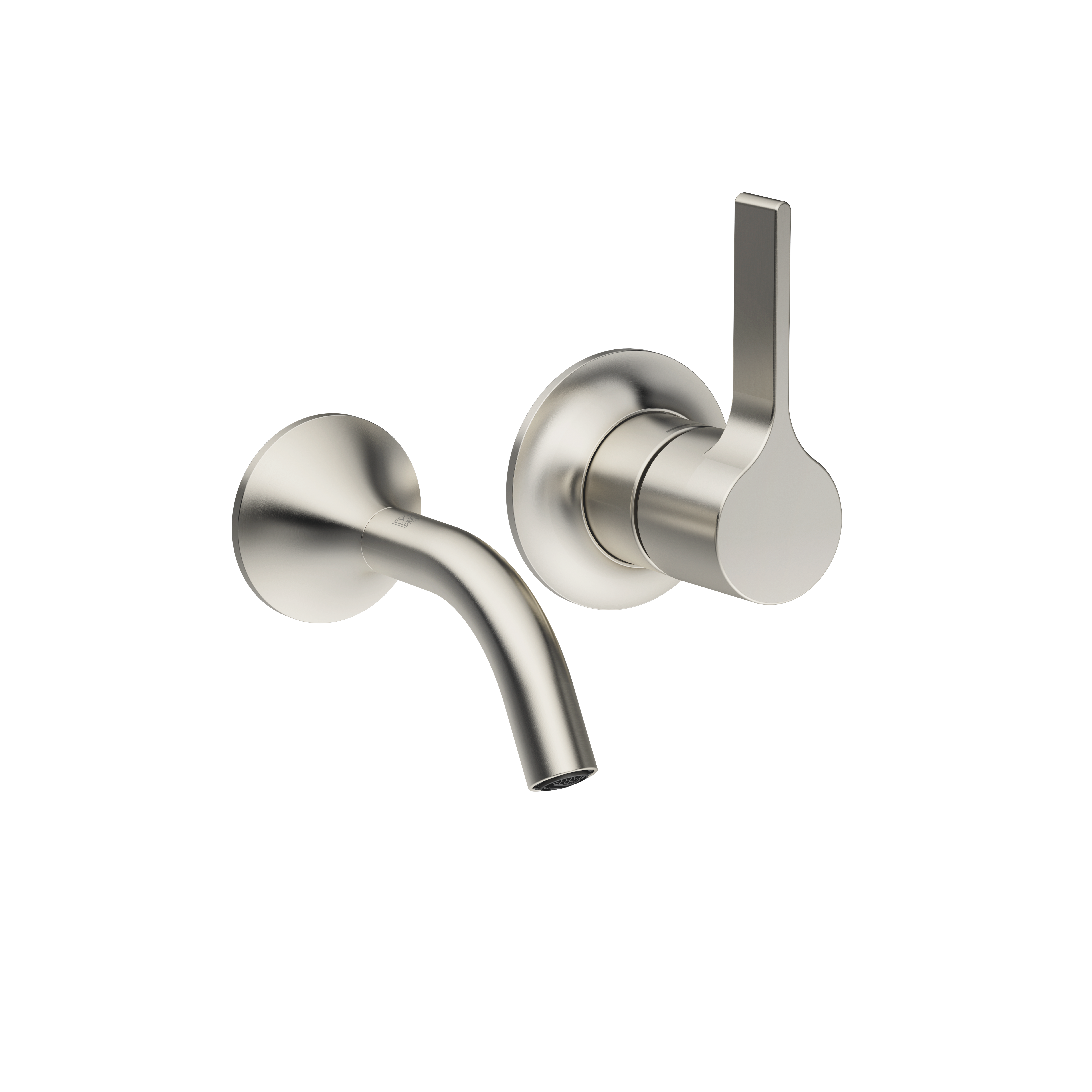 VAIA Wall-mounted single-lever basin mixer without pop-up waste in Brushed Platinum