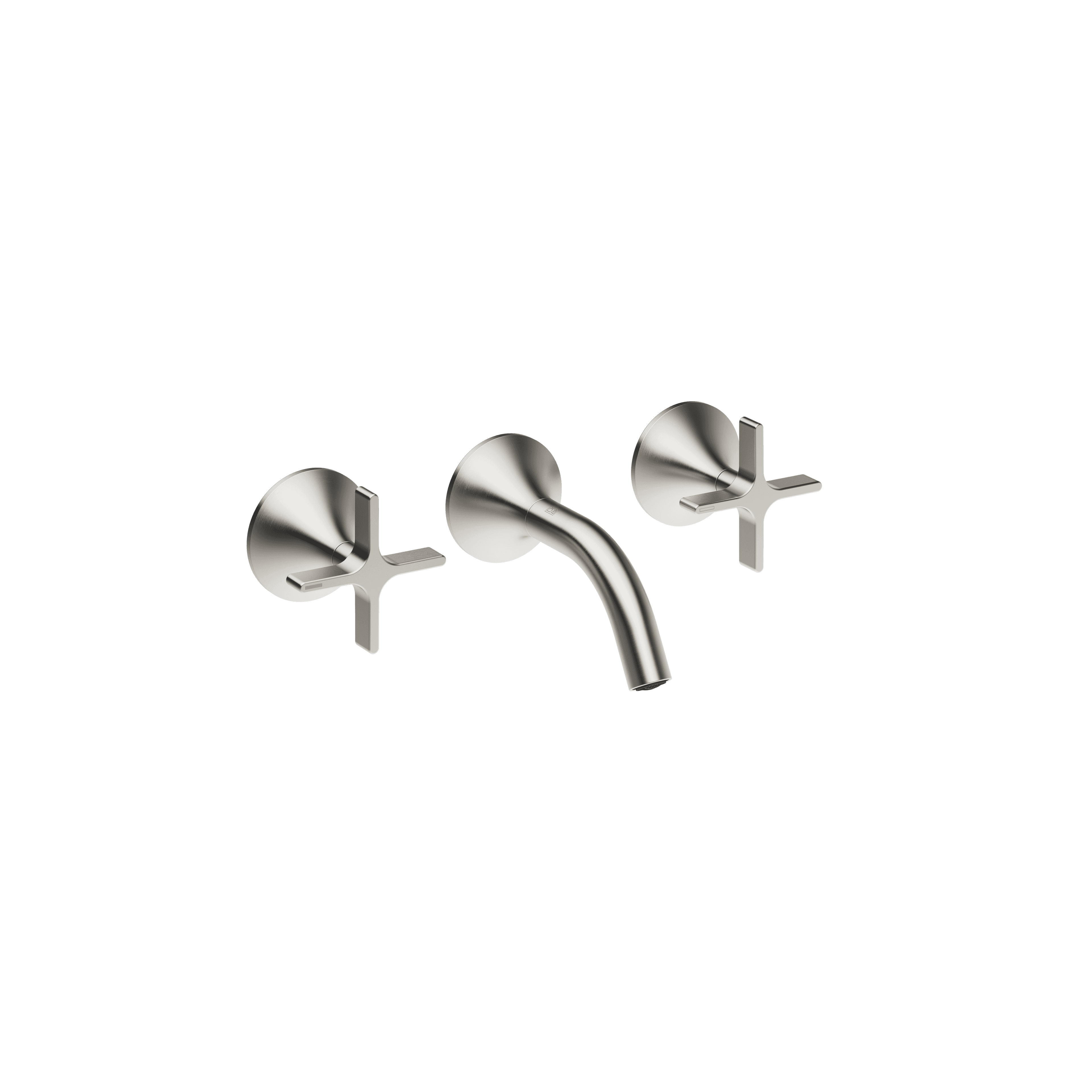 VAIA Wall-mounted basin mixer without pop-up waste in Brushed Platinum