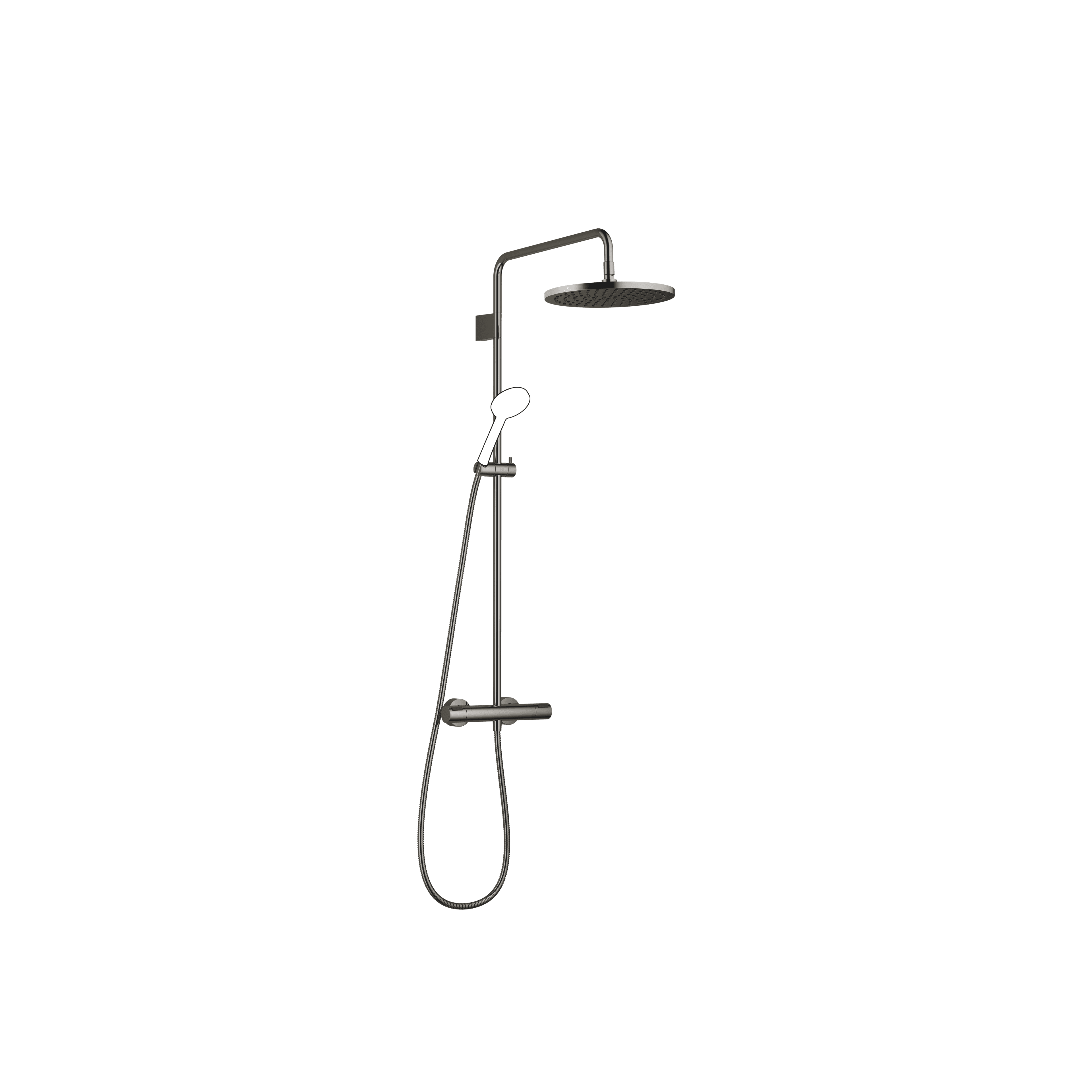 Shower pipe with shower thermostat without hand shower 300 mm in Dark Chrome