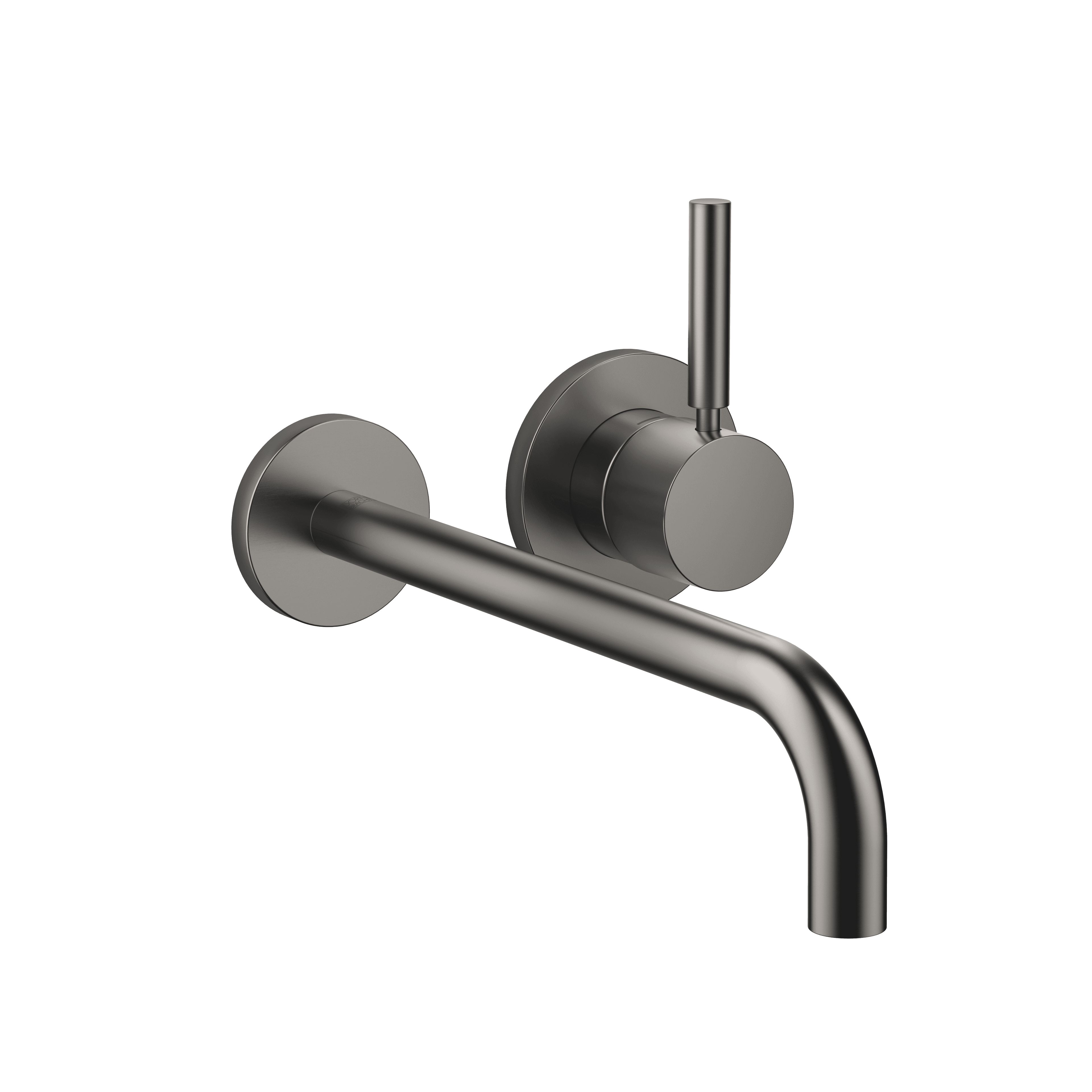 META Wall-mounted single-lever basin mixer with individual rosettes in Brushed Dark Platinum