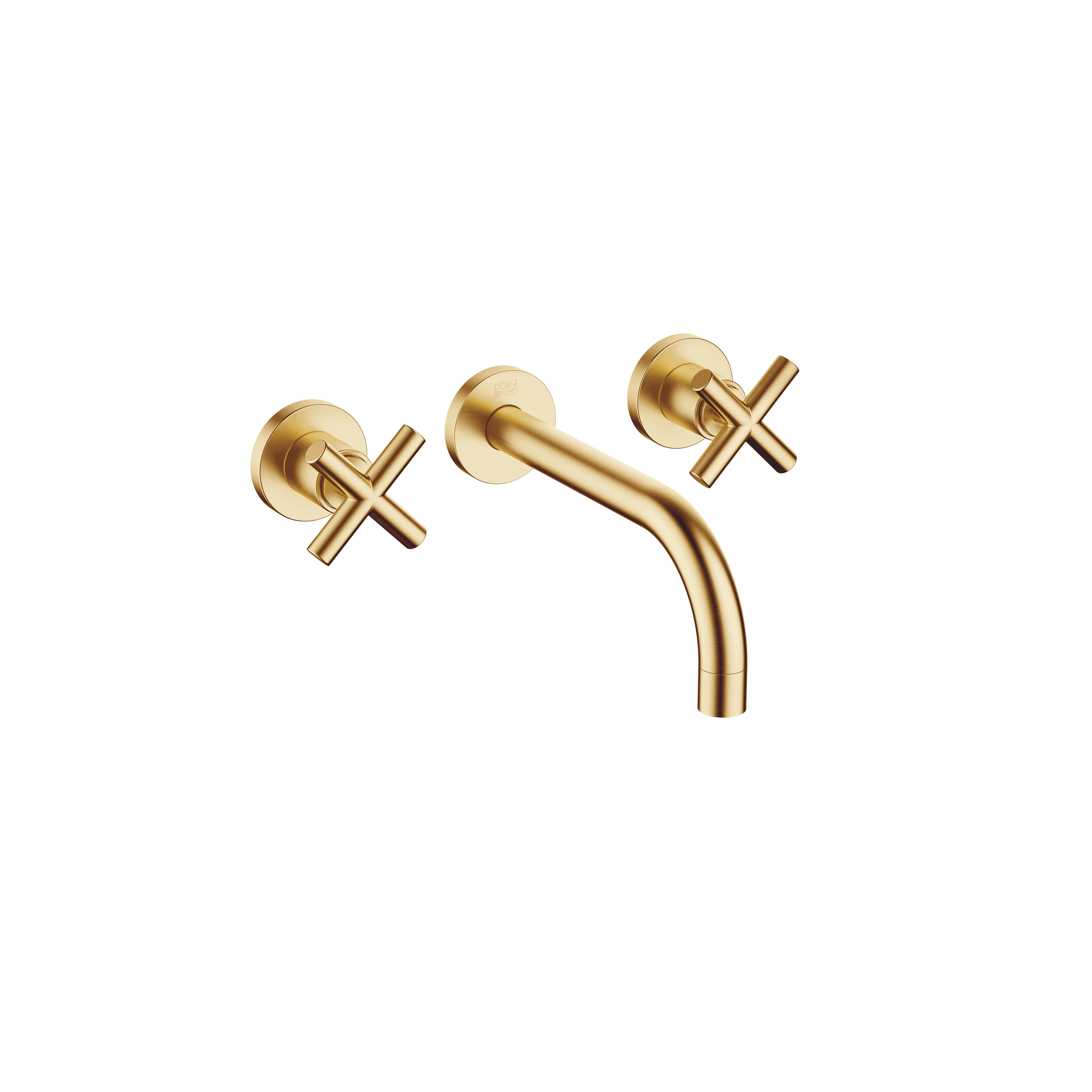 TARA Wall-mounted basin mixer without pop-up waste in Brushed Durabrass (23kt Gold)