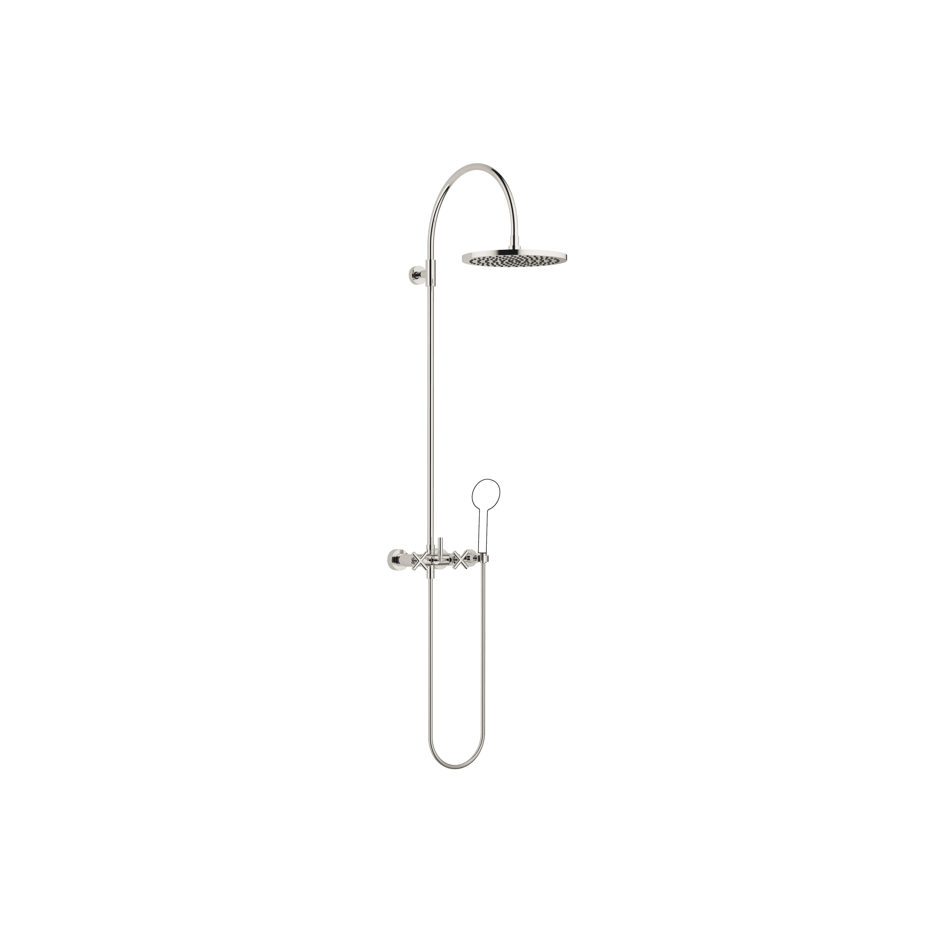 TARA Showerpipe with shower mixer without hand shower 300 mm in Platinum