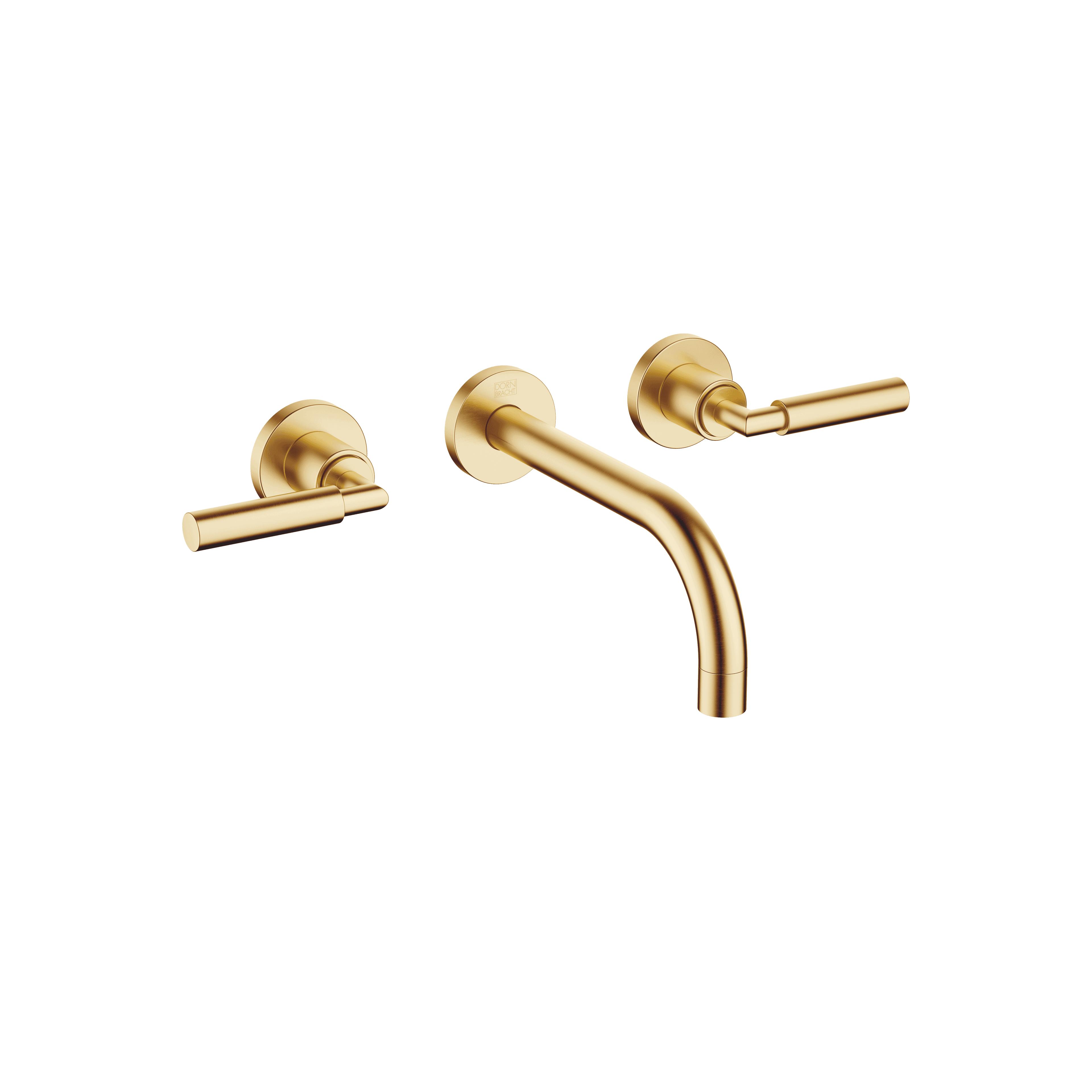TARA Wall-mounted basin mixer without pop-up waste in Brushed Durabrass (23kt Gold)