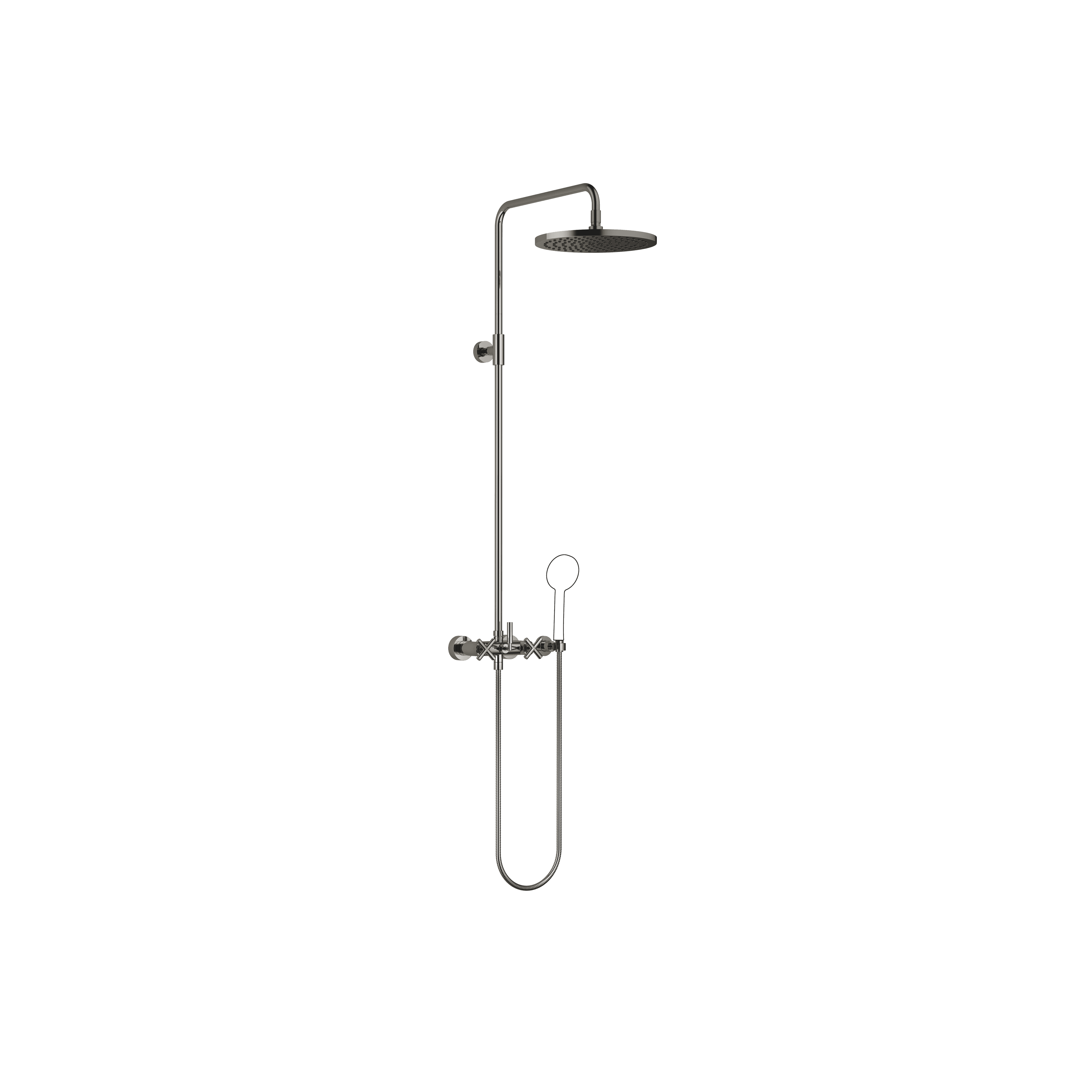 TARA Showerpipe with shower mixer without hand shower 300 mm in Dark Chrome
