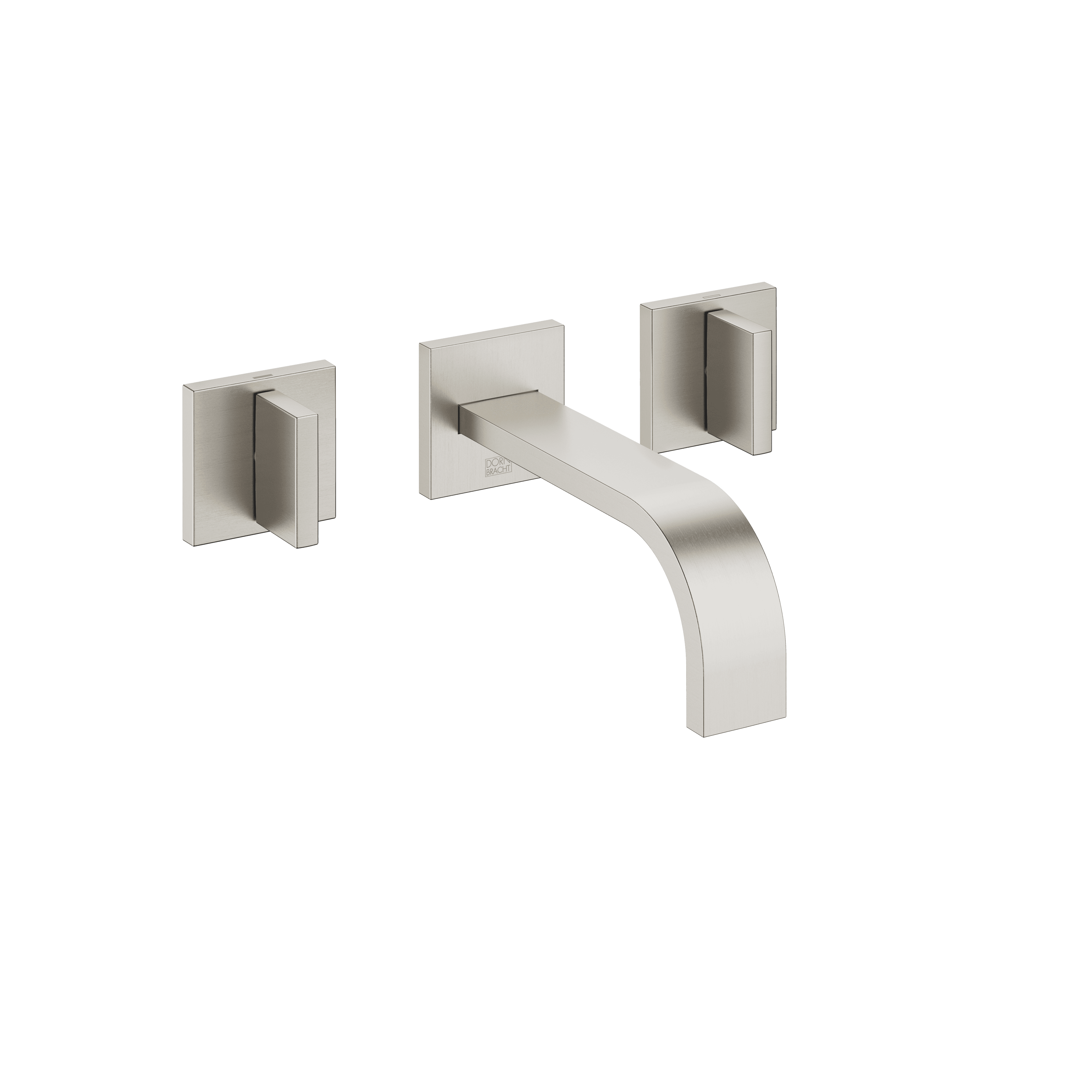MEM Wall-mounted basin mixer without pop-up waste in Brushed Platinum