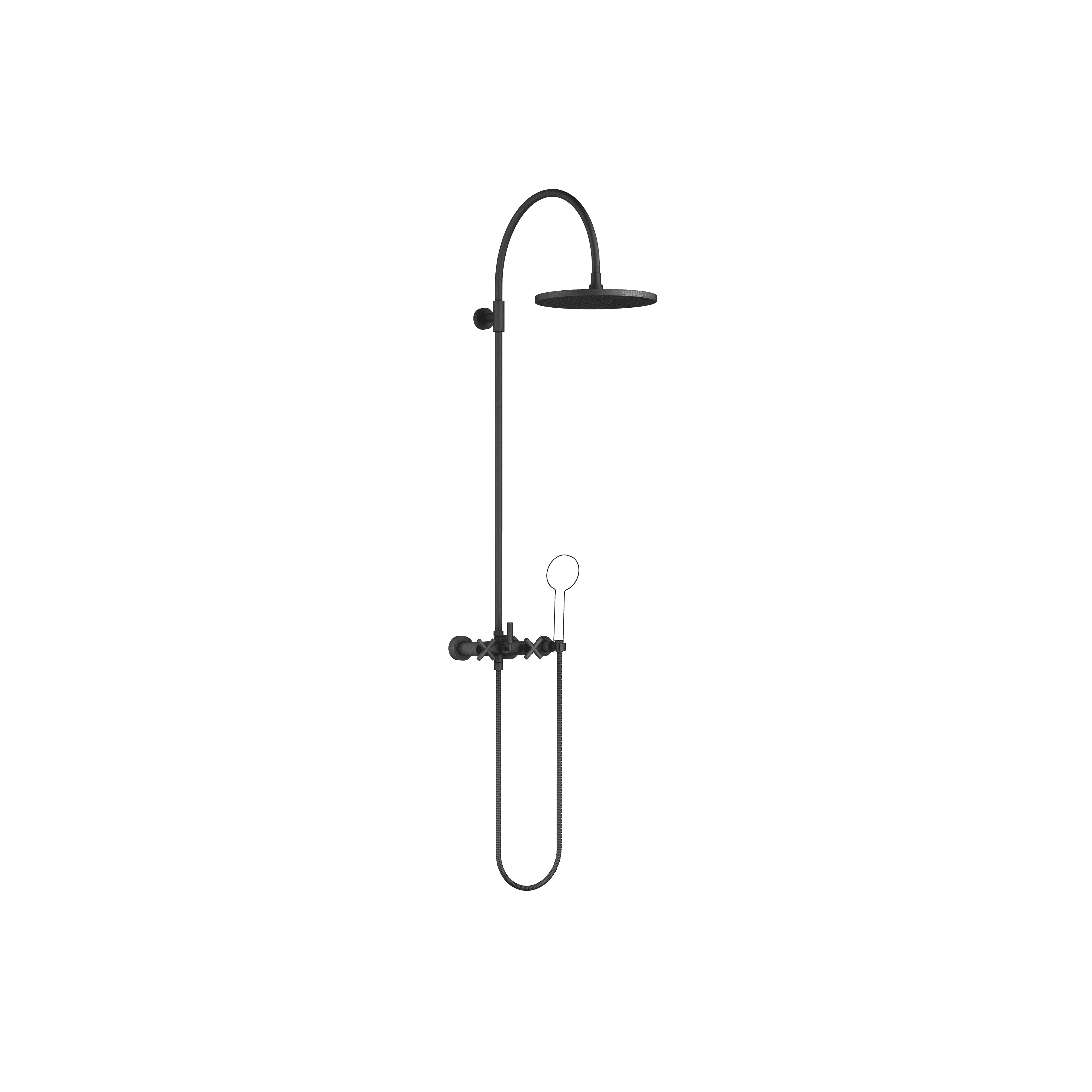 TARA Showerpipe with shower mixer without hand shower 300 mm in Matte Black