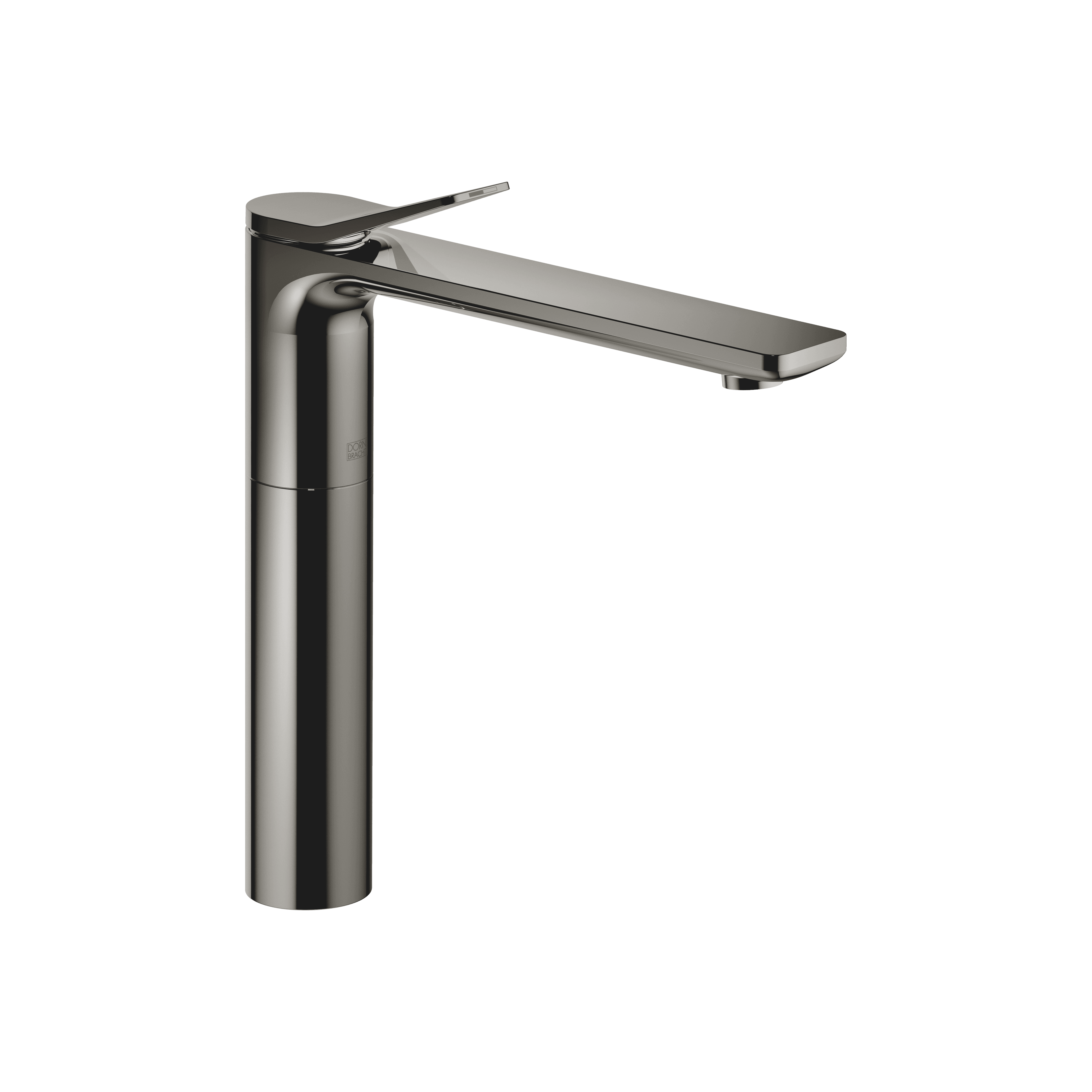 LISSÉ Single-lever basin mixer with raised base without pop-up waste in Dark Chrome