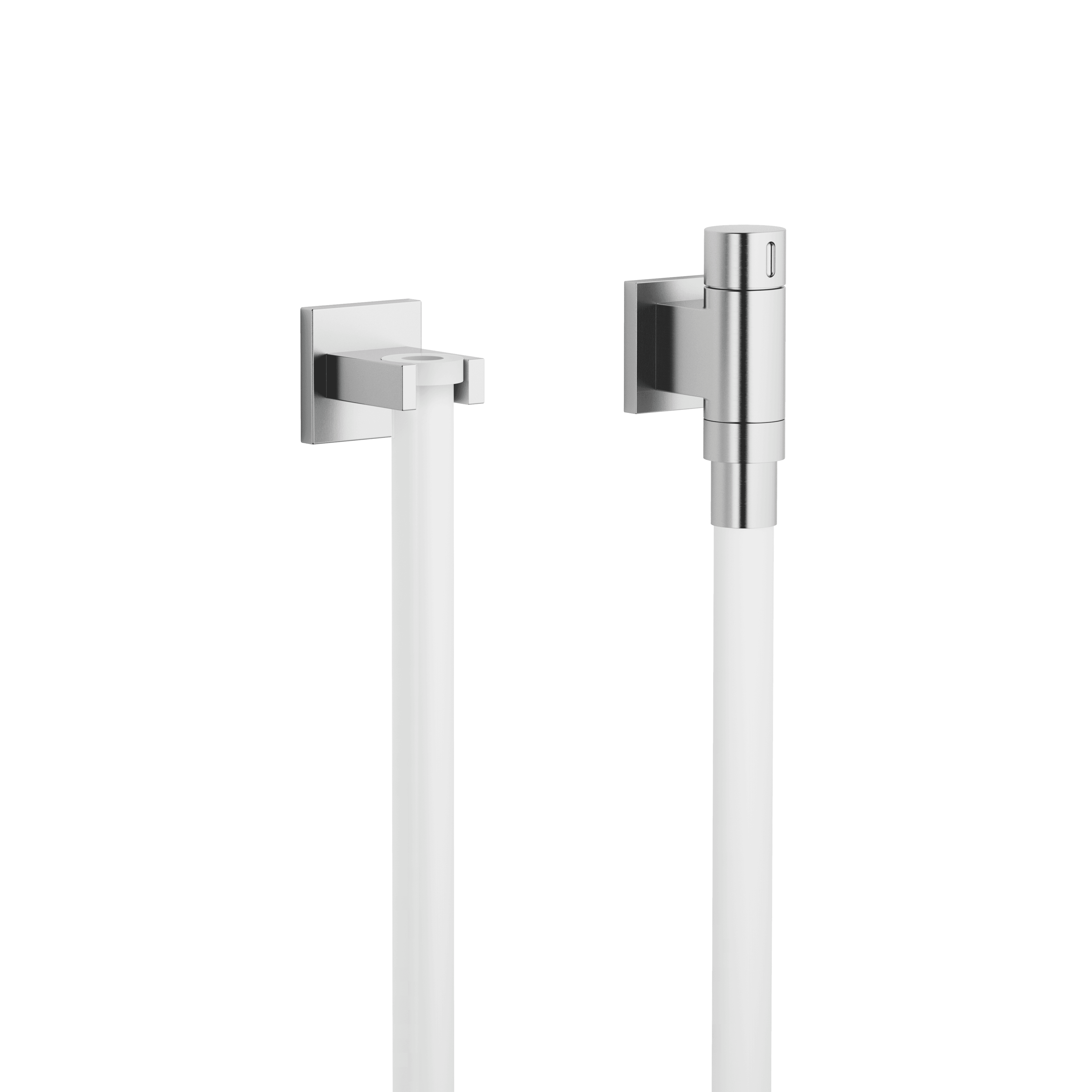 WATER TUBE Kneipp wall elbow with hose holder with individual rosettes in Brushed Chrome