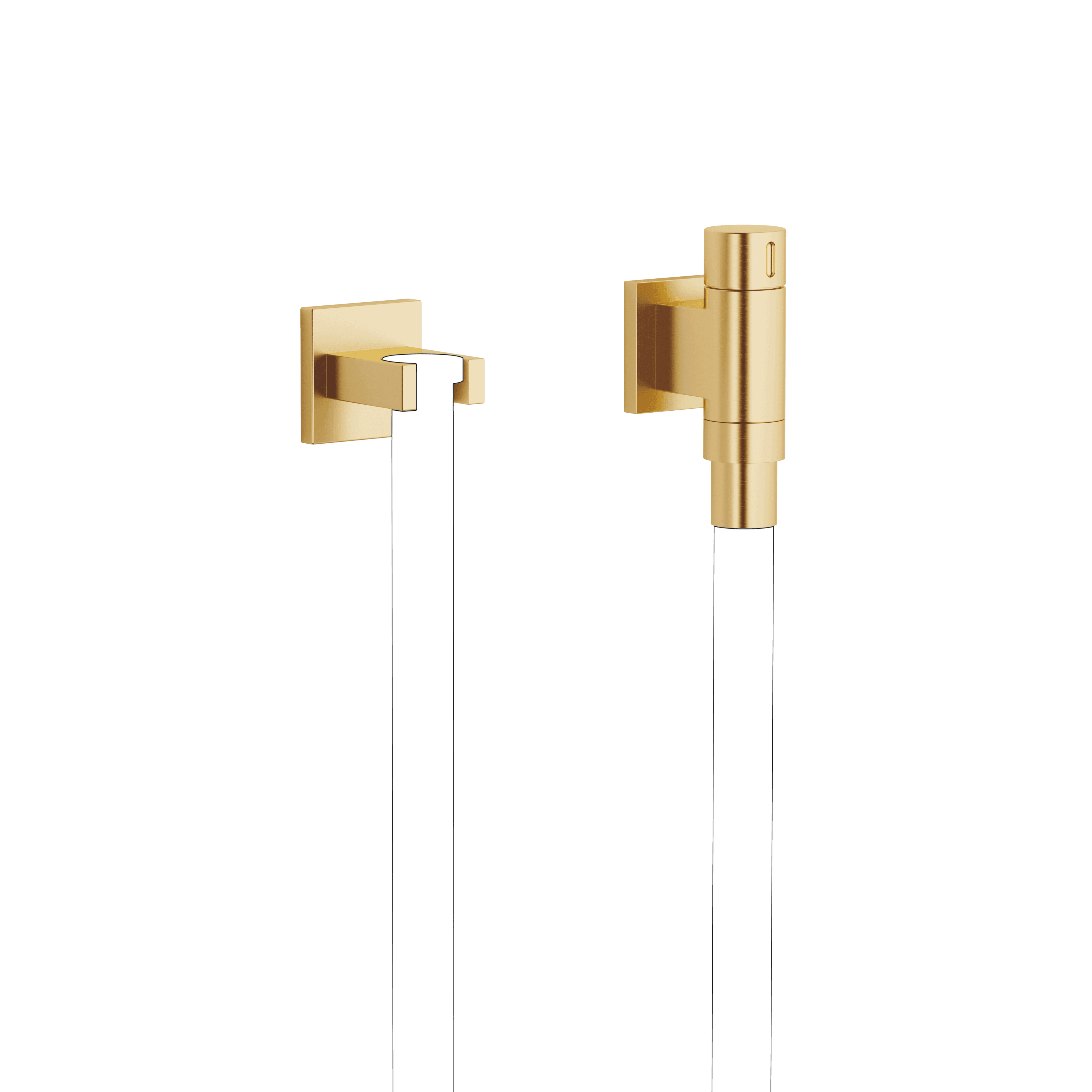 WATER TUBE Kneipp wall elbow with hose holder with individual rosettes in Brushed Durabrass (23kt Gold)