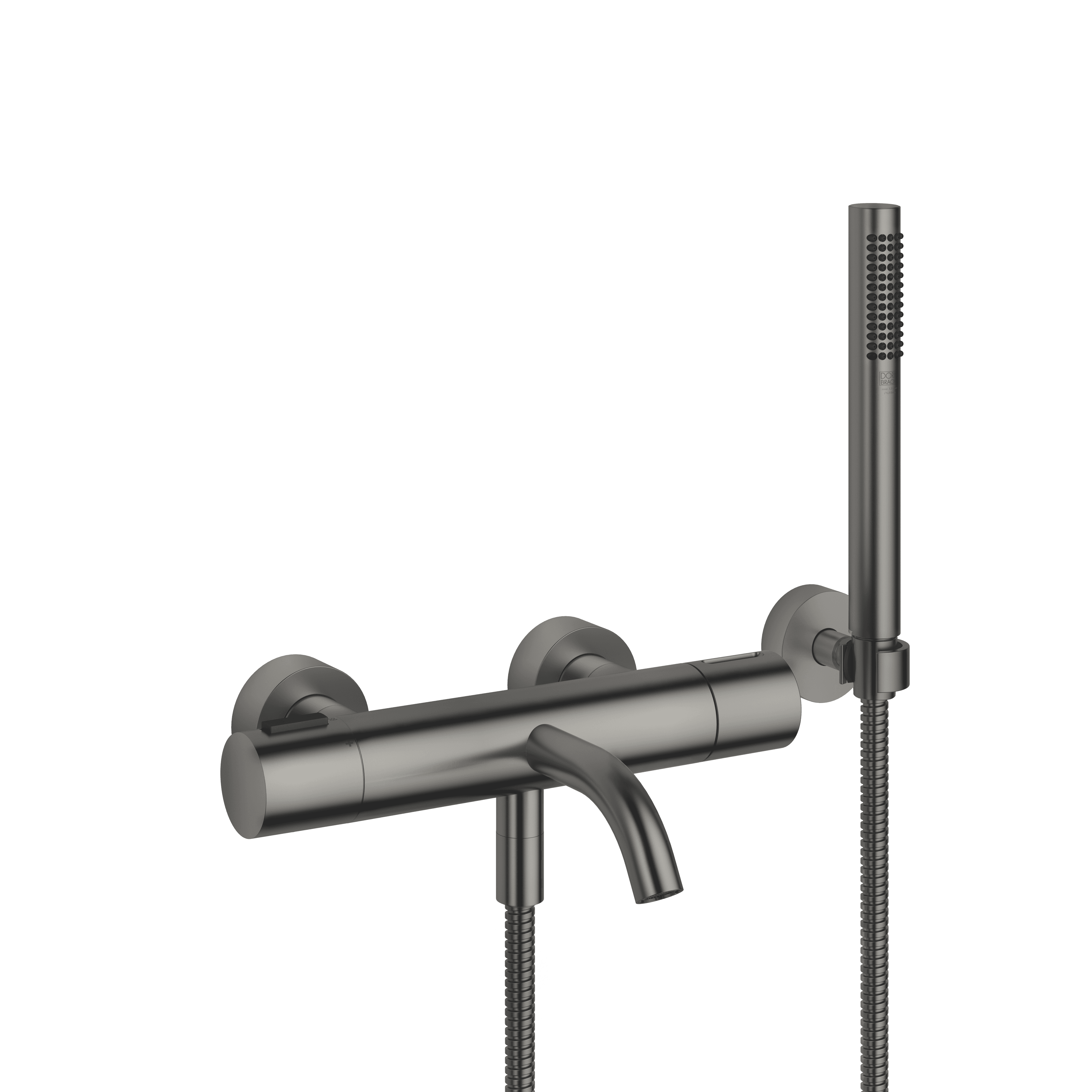 META Bath thermostat for wall mounting with hand shower set in Brushed Dark Platinum