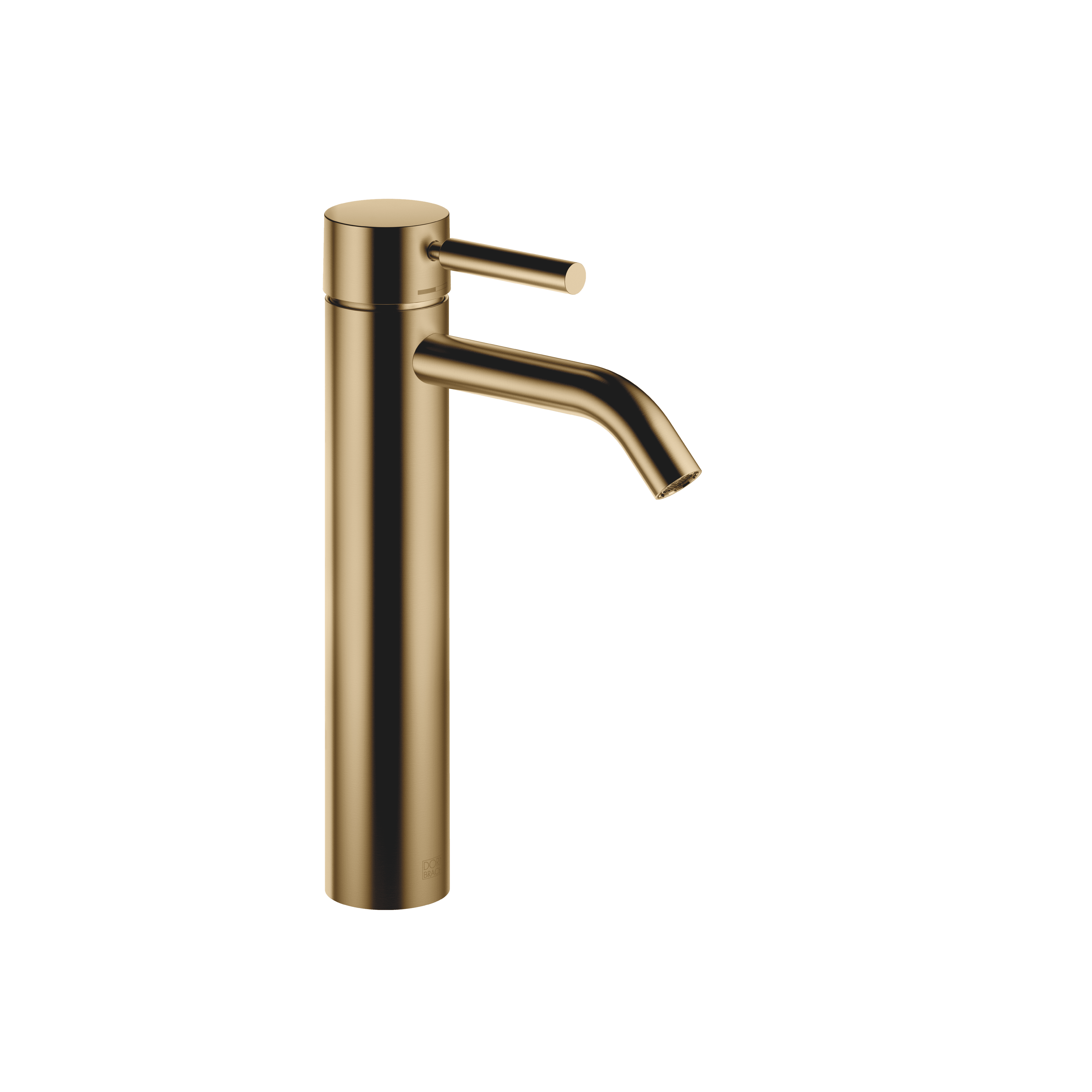 META Single-lever basin mixer with raised base without pop-up waste in Brushed Dark Brass (PVD)