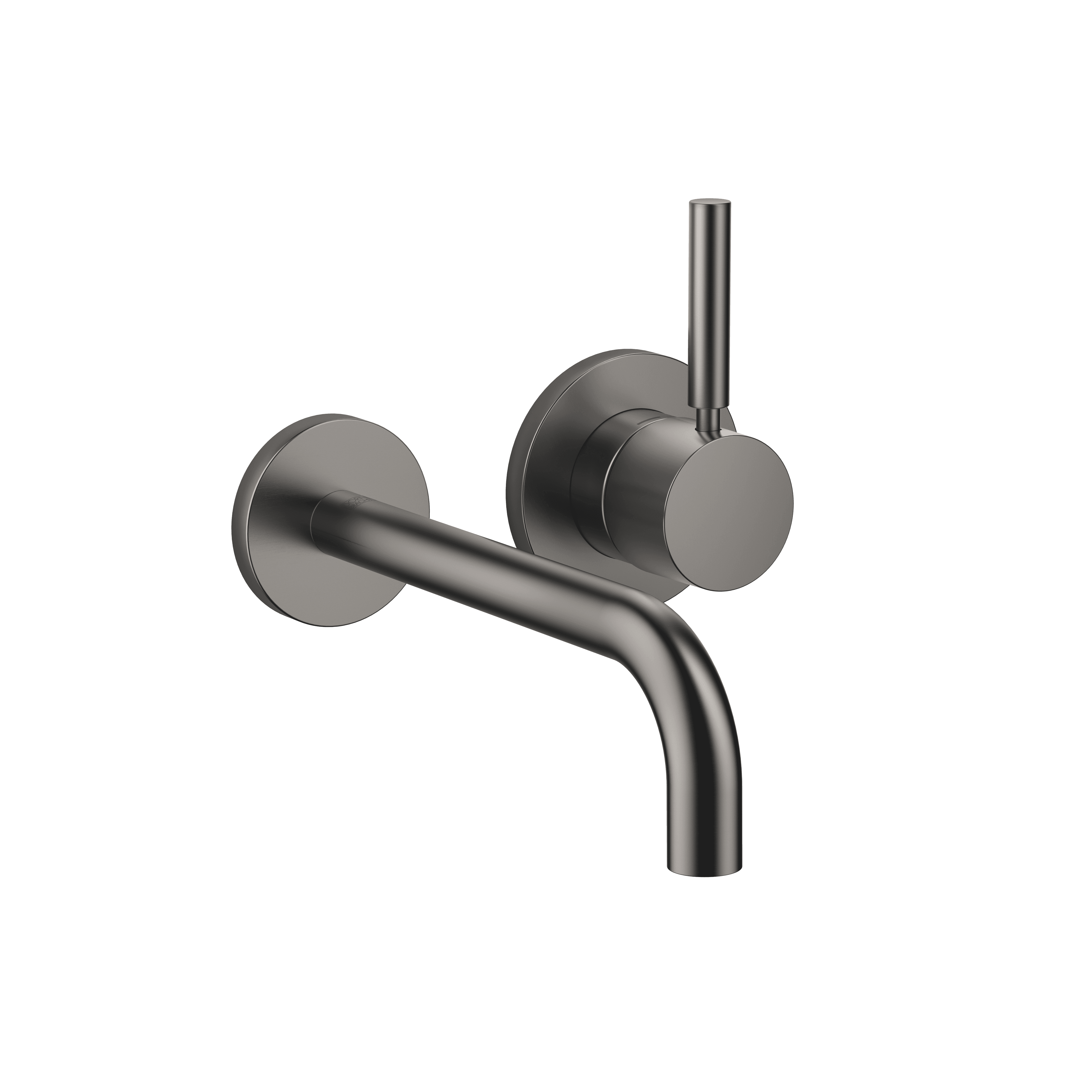 META Wall-mounted single-lever basin mixer with individual rosettes in Brushed Dark Platinum