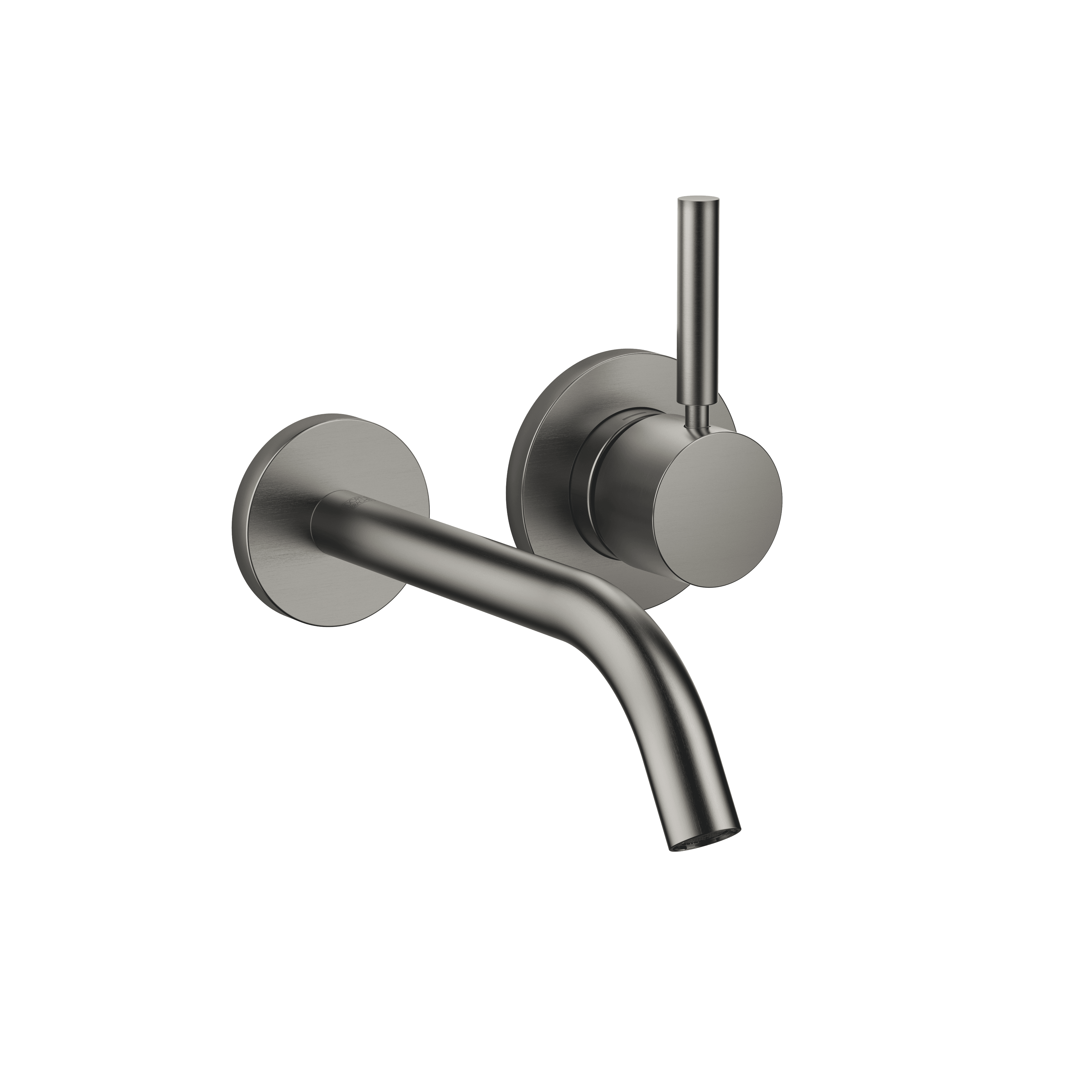 META Wall-mounted single-lever basin mixer without pop-up waste in Brushed Dark Platinum
