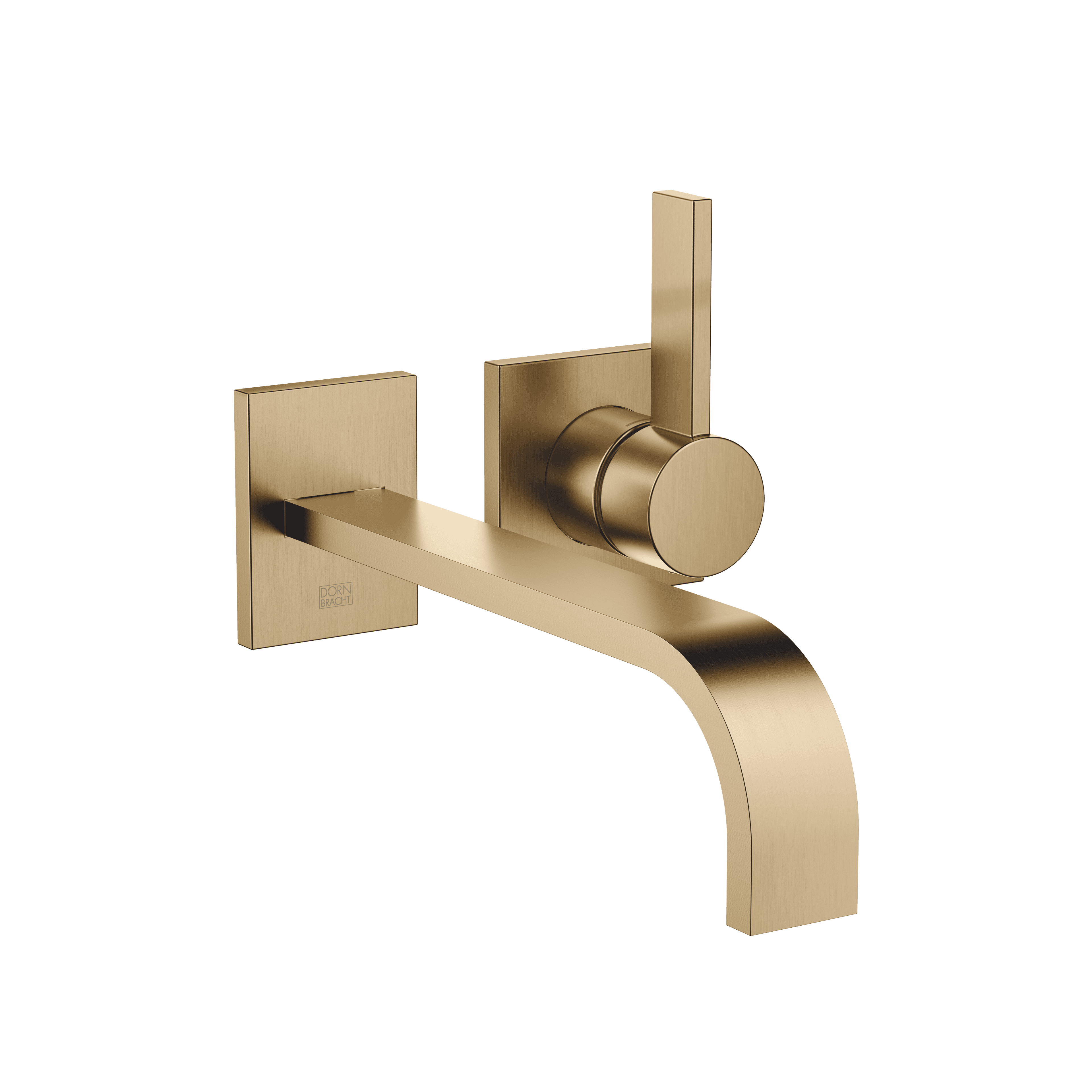MEM Wall-mounted single-lever basin mixer without pop-up waste in Brushed Dark Brass (PVD)