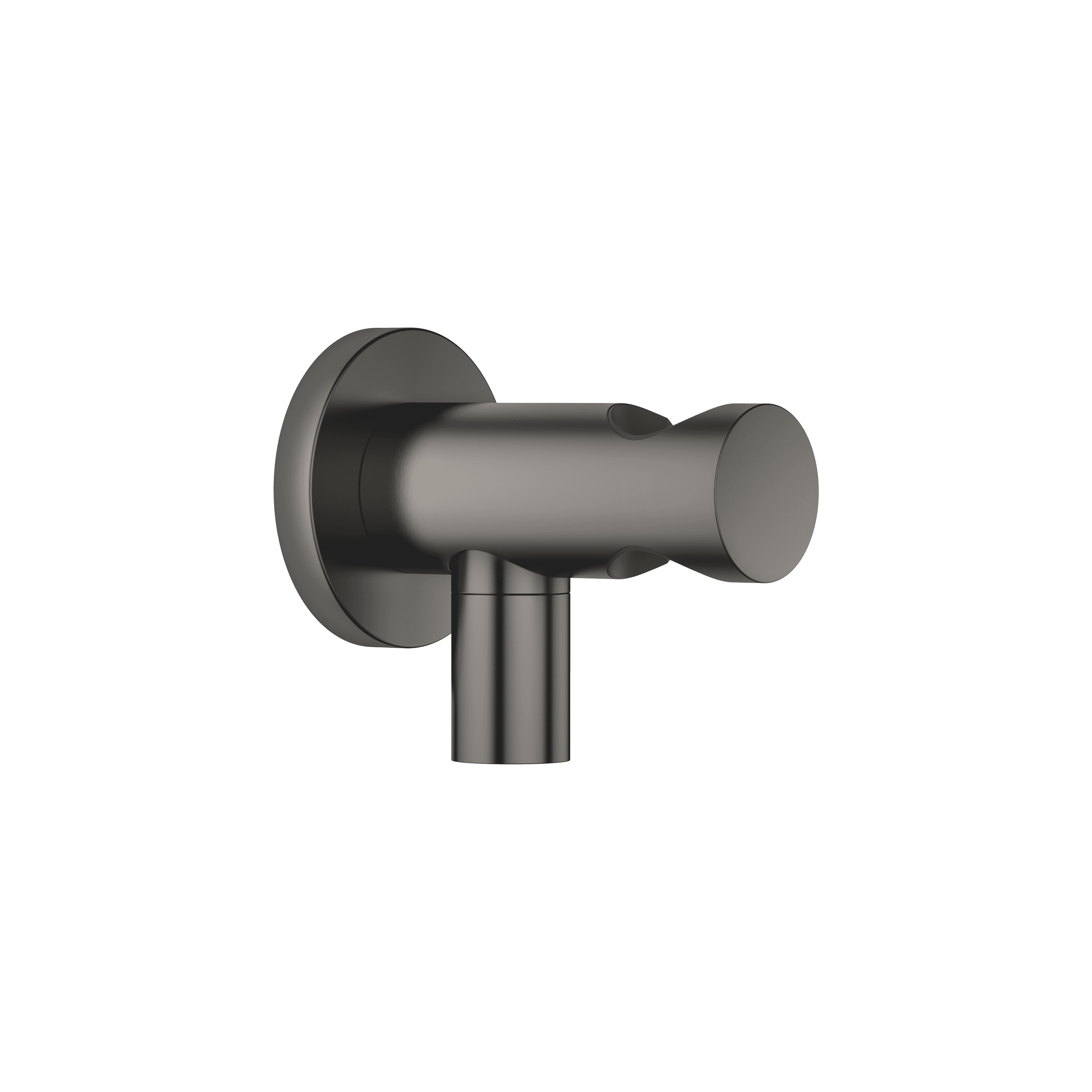 Wall elbow with integrated shower holder in Brushed Dark Platinum