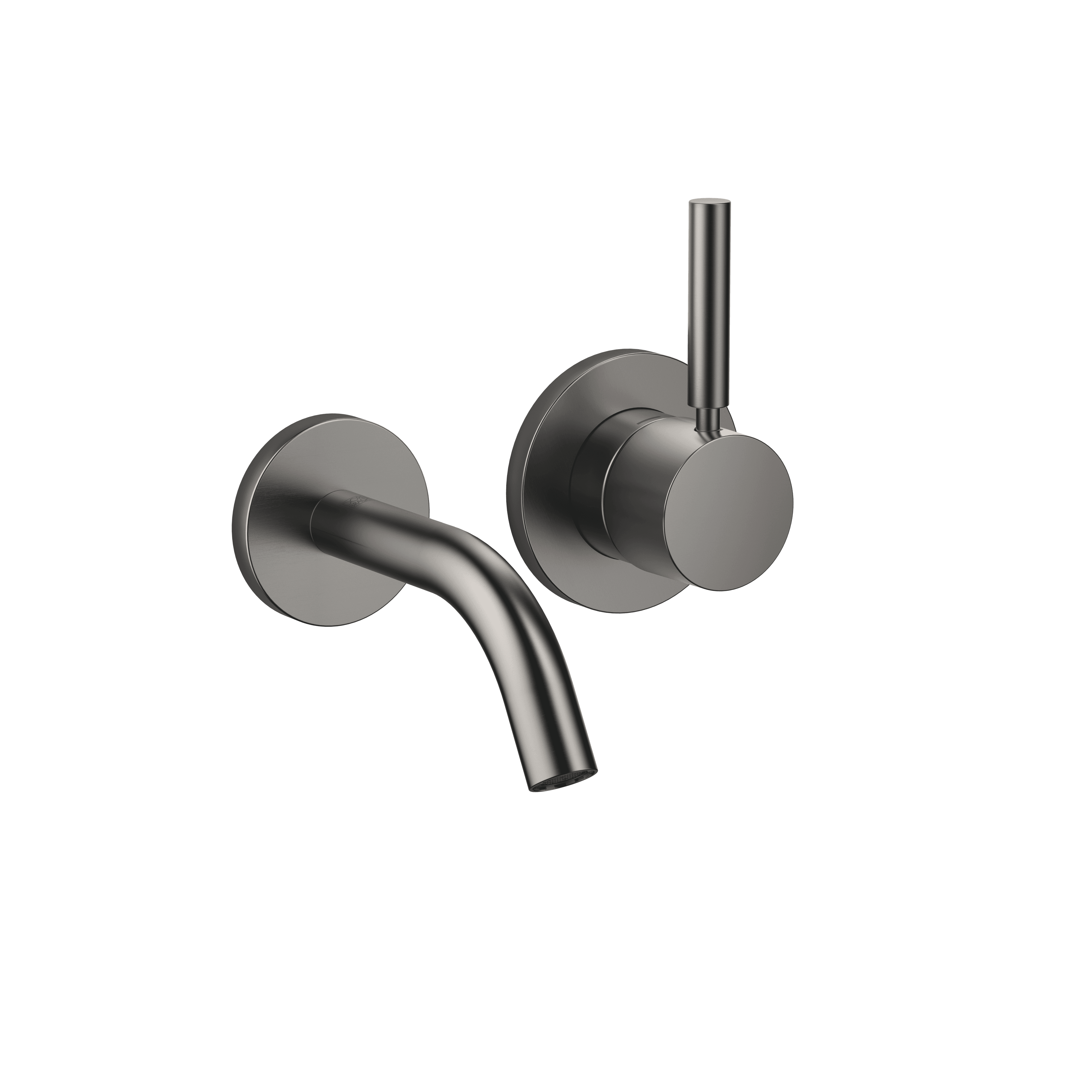 META Wall-mounted single-lever basin mixer without pop-up waste in Brushed Dark Platinum