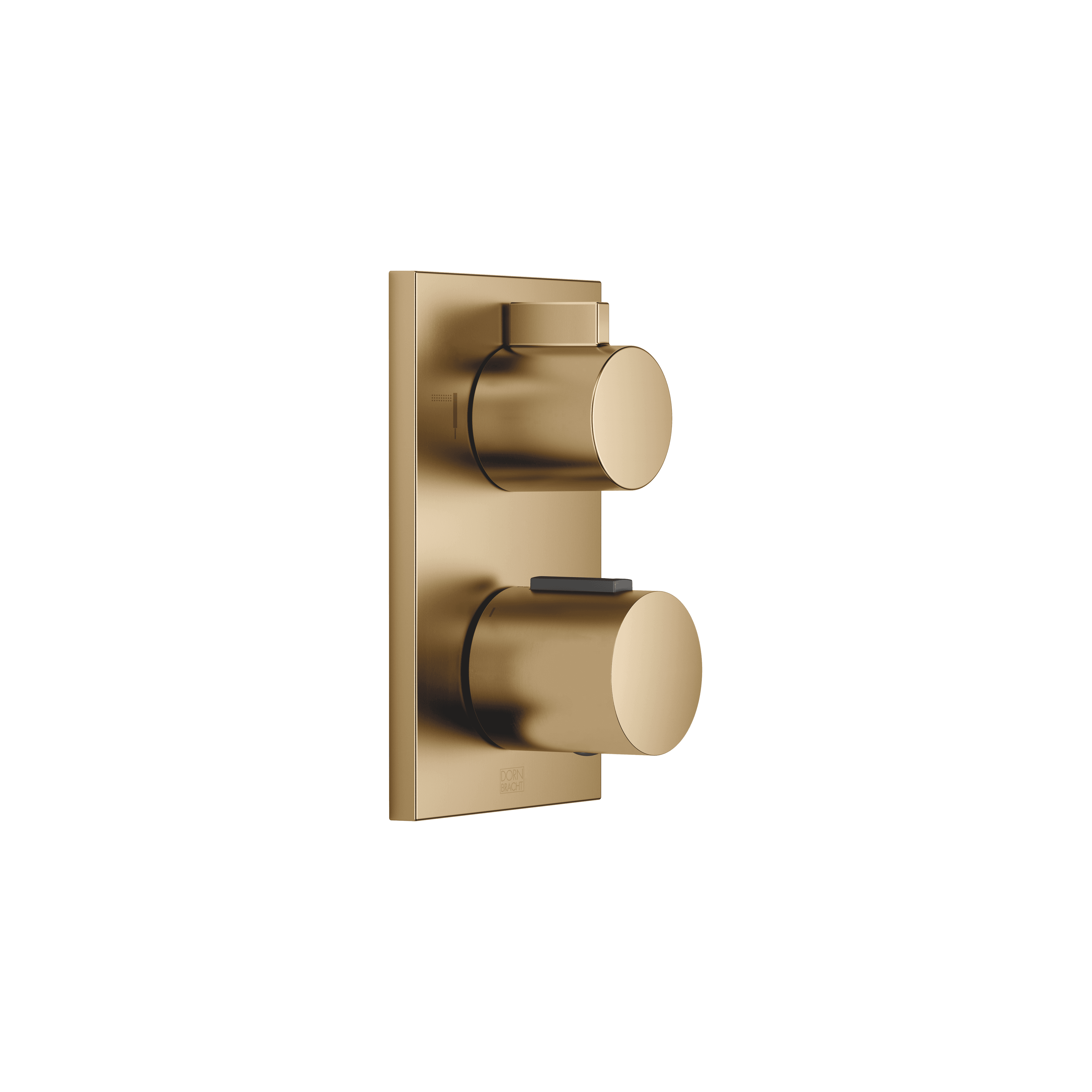Concealed thermostat with two function volume control in Brushed Dark Brass (PVD)