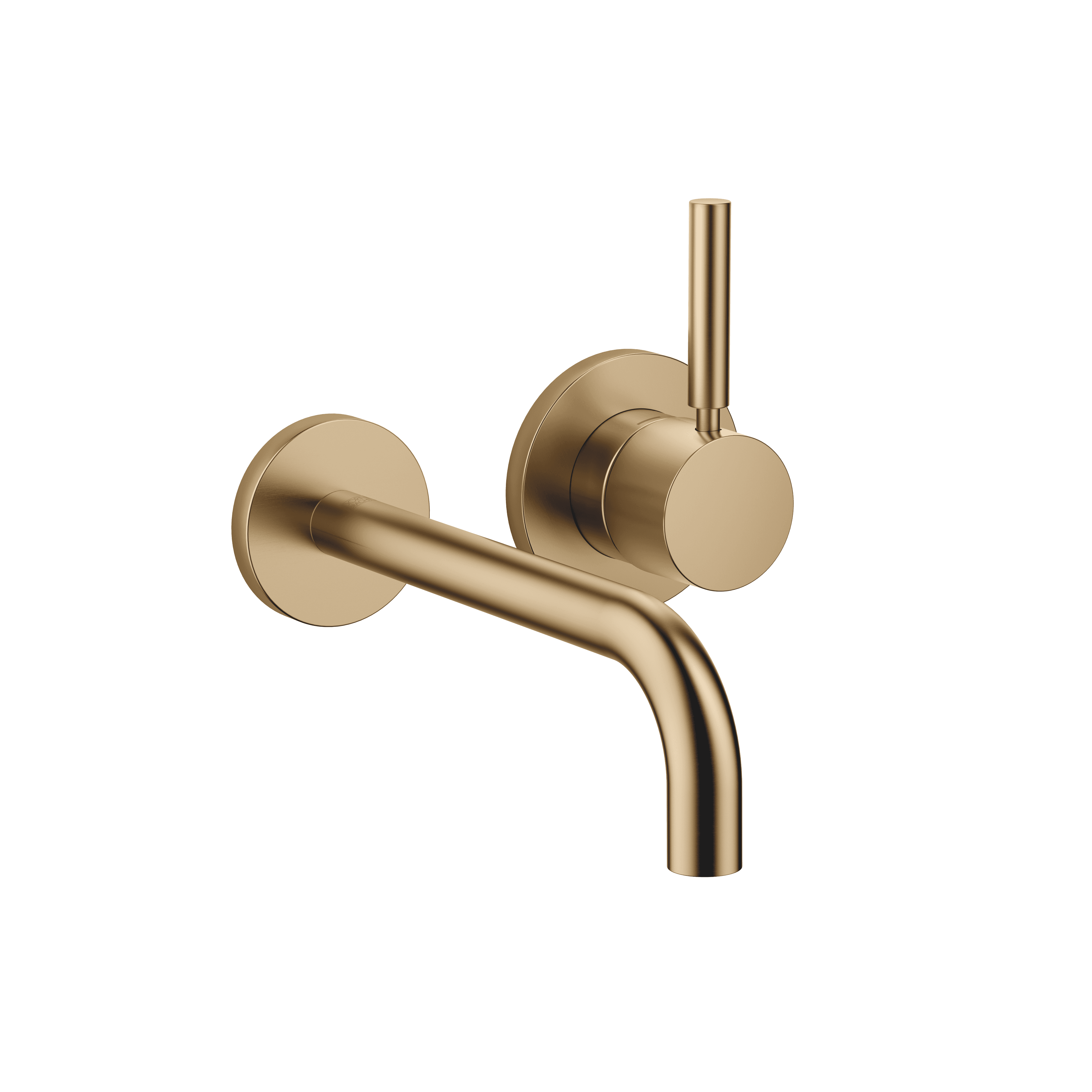 META Wall-mounted single-lever basin mixer with individual rosettes in Brushed Dark Brass (PVD)