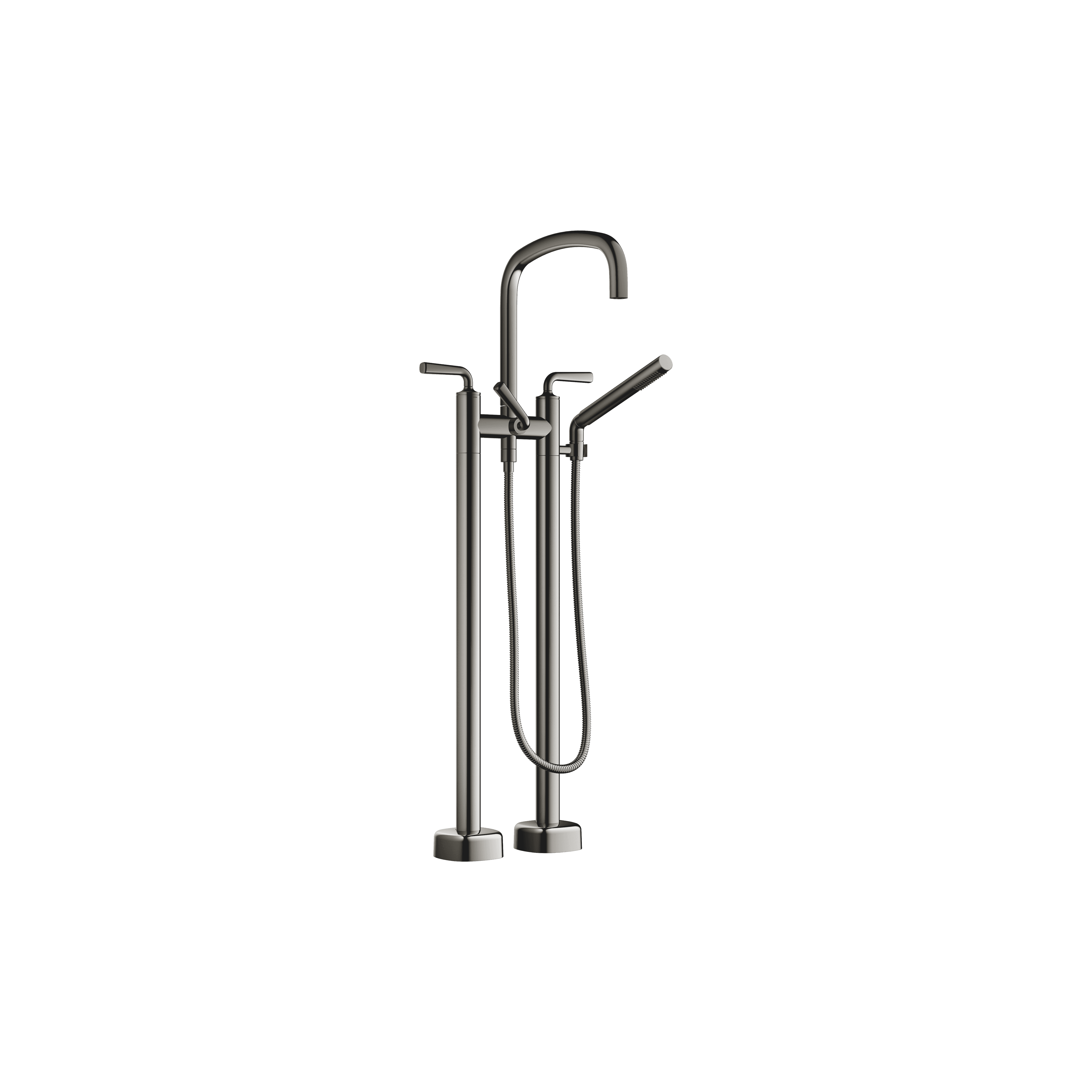COYA Two-hole bath mixer for free-standing assembly with hand shower set in Dark Chrome