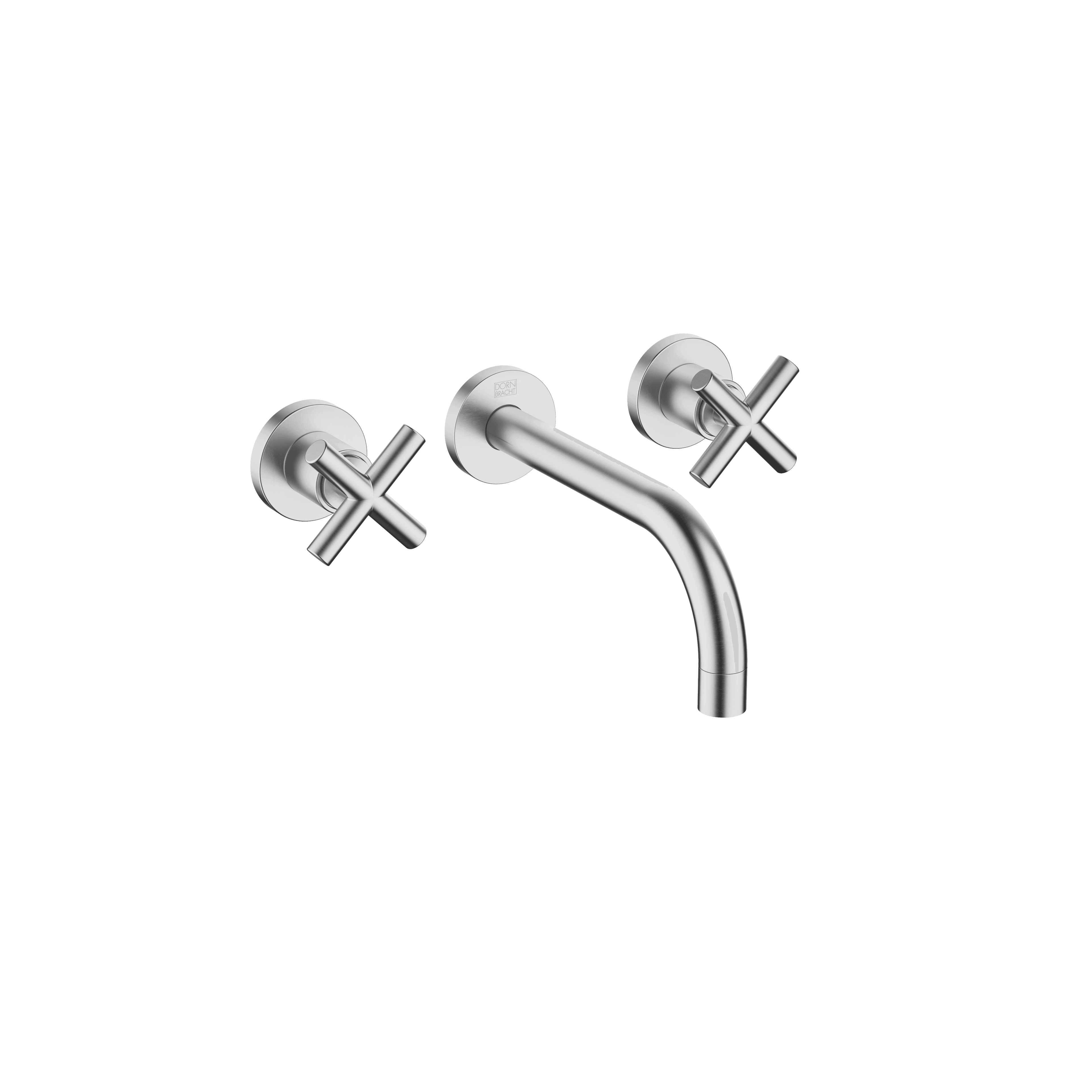 TARA Wall-mounted basin mixer without pop-up waste in Brushed Chrome