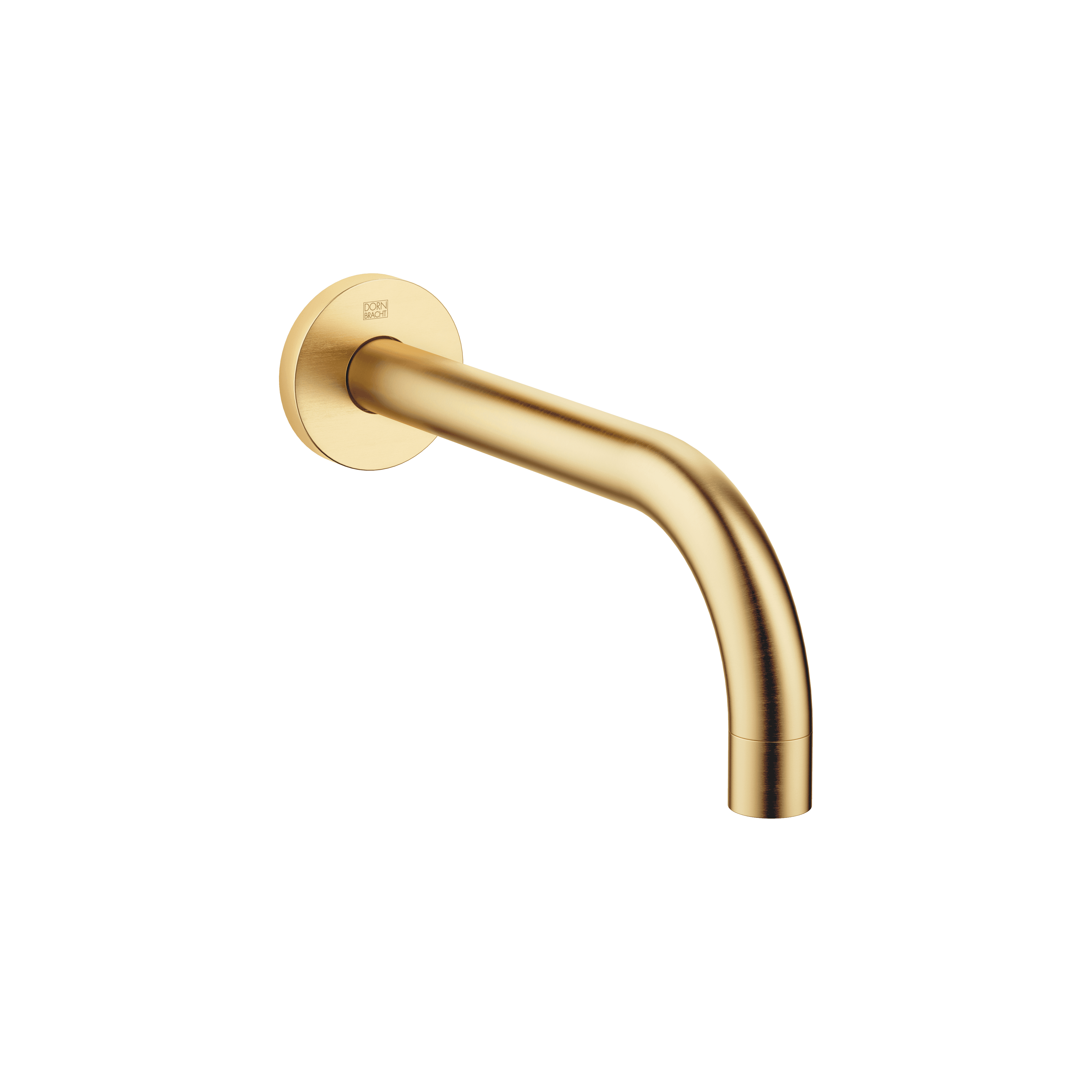 Wall-mounted basin spout without pop-up waste in Brushed Durabrass (23kt Gold)