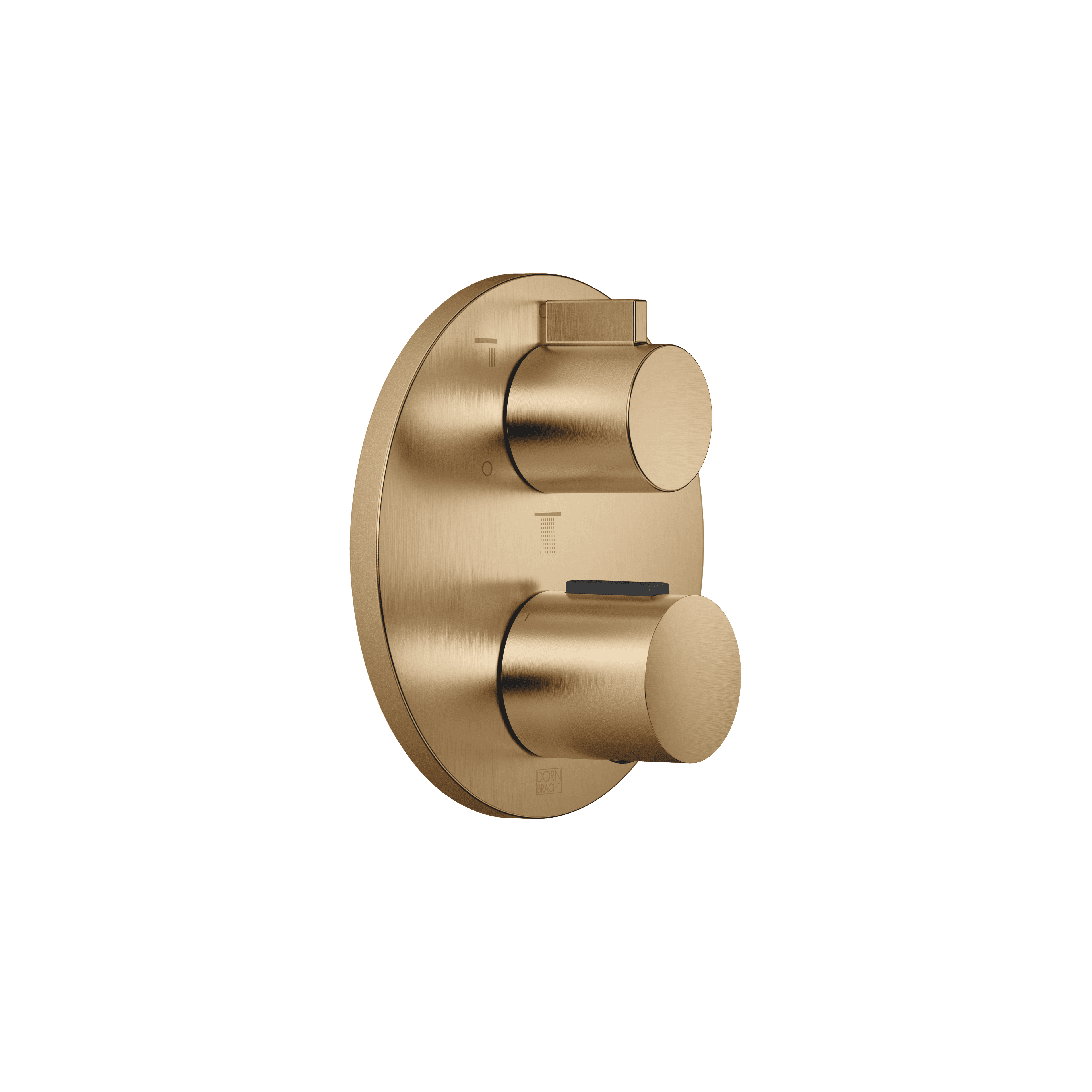 Concealed thermostat with three function volume control in Brushed Dark Brass (PVD)