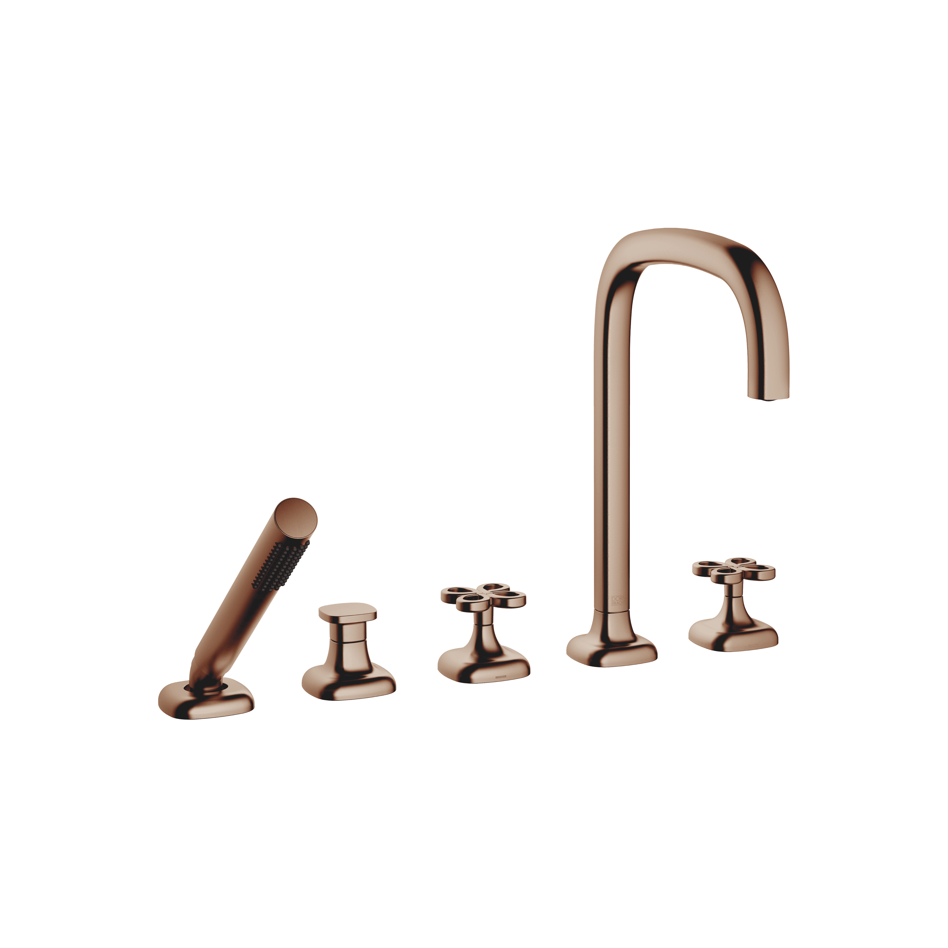 Five-hole bath mixer for deck mounting with diverter in Brushed Bronze (PVD)