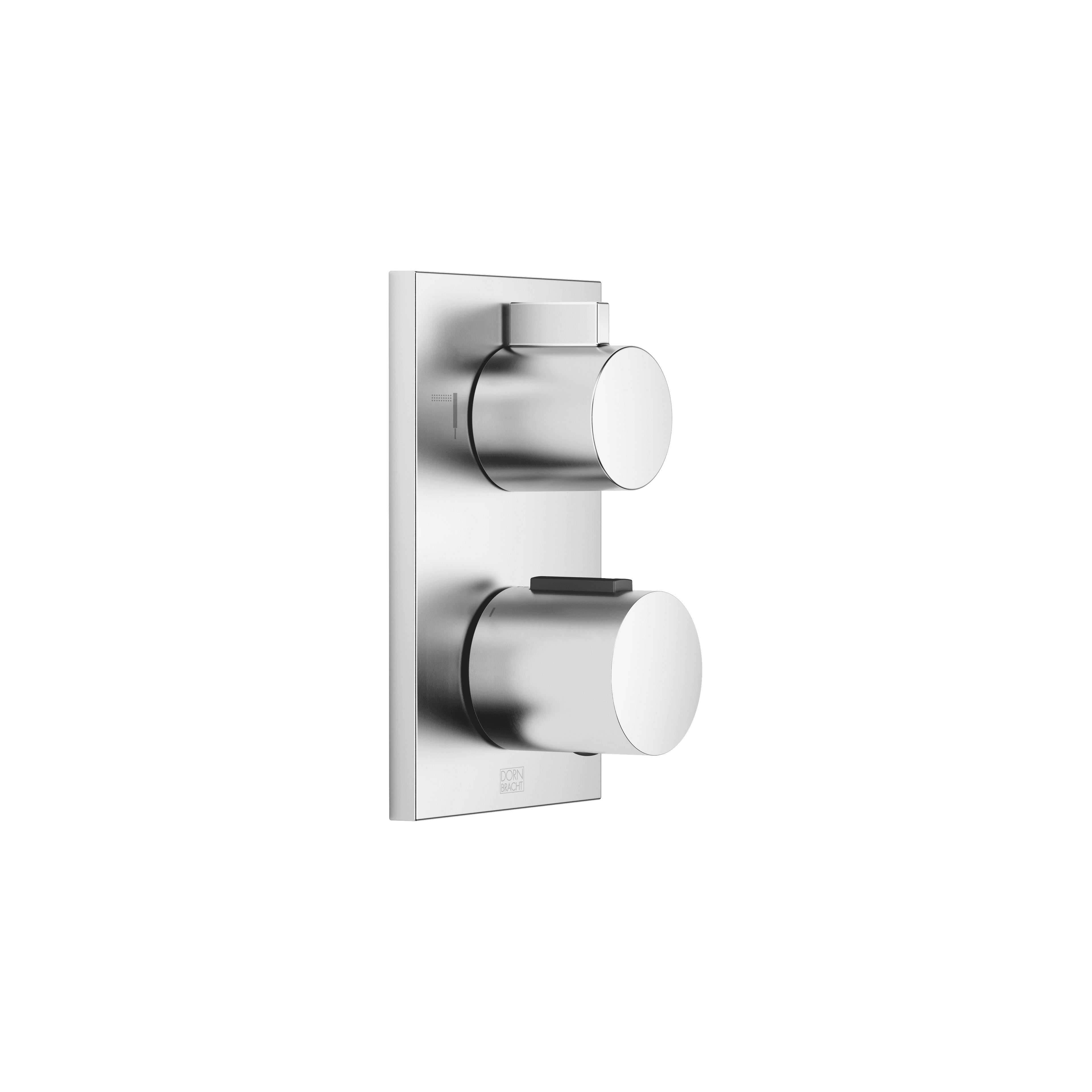 Concealed thermostat with two function volume control in Brushed Chrome